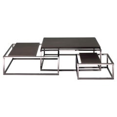 21st Century Matrix Central Table in Dark Brown Leather by Gianfranco Ferré Home