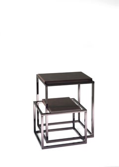 21st Century Matrix Side Table in Dark Brown Leather by Gianfranco Ferré Home