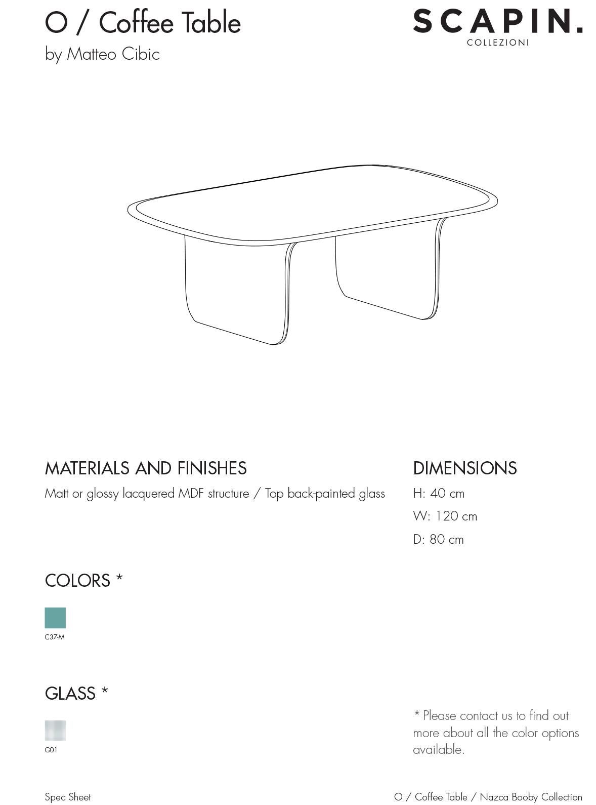 Contemporary 21st Century Matteo Cibic Coffee Table Lacquered MDF Extraclear Glass Scapin For Sale