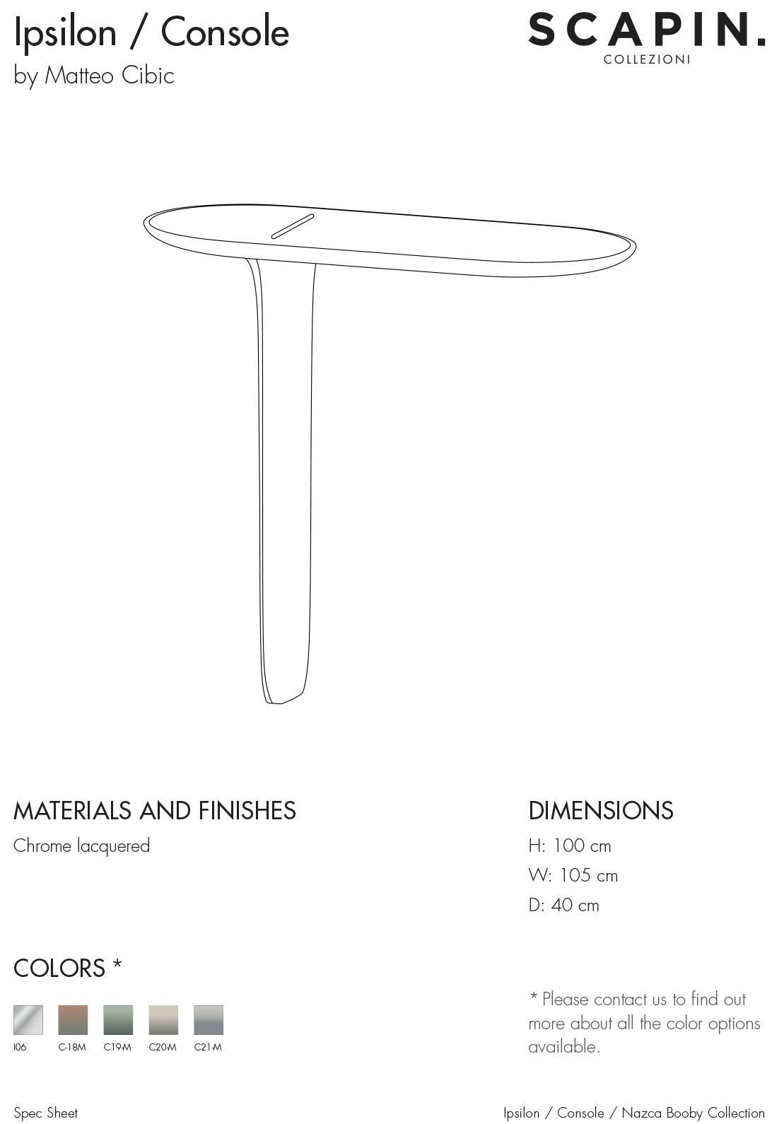 Italian 21st Century Matteo Cibic Console Table Chromed Lacquered MDF Scapin Collezioni For Sale