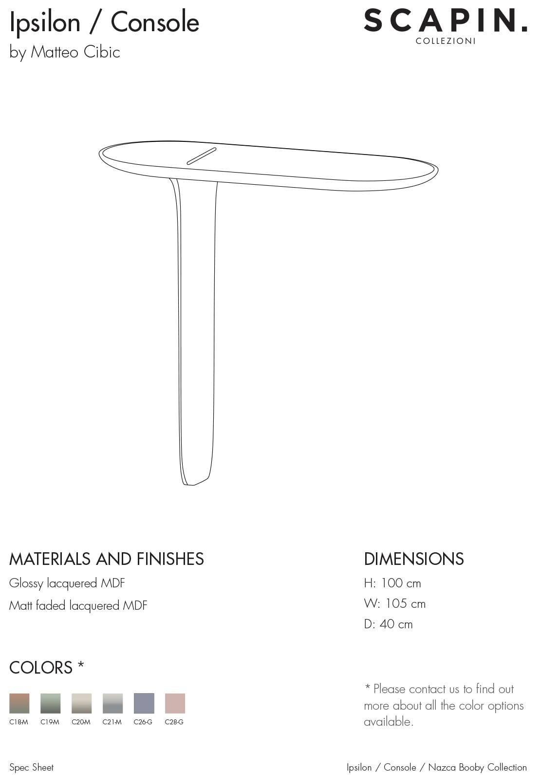 21st Century Matteo Cibic Console Table Matt FadedLacqueredMDF Scapin Collezioni In New Condition For Sale In Tezze sul Brenta, IT