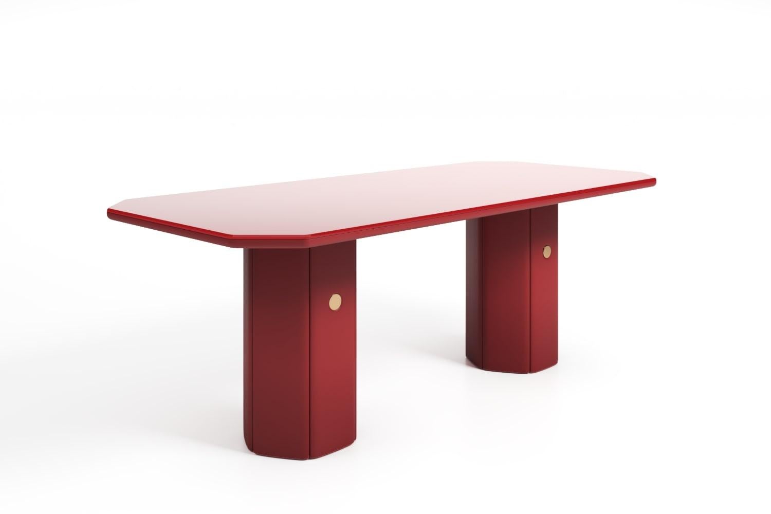 Modern 21st Century Matteo Cibic Table Lacquered MDF Extraclear Glass ZETA Red Scapin For Sale