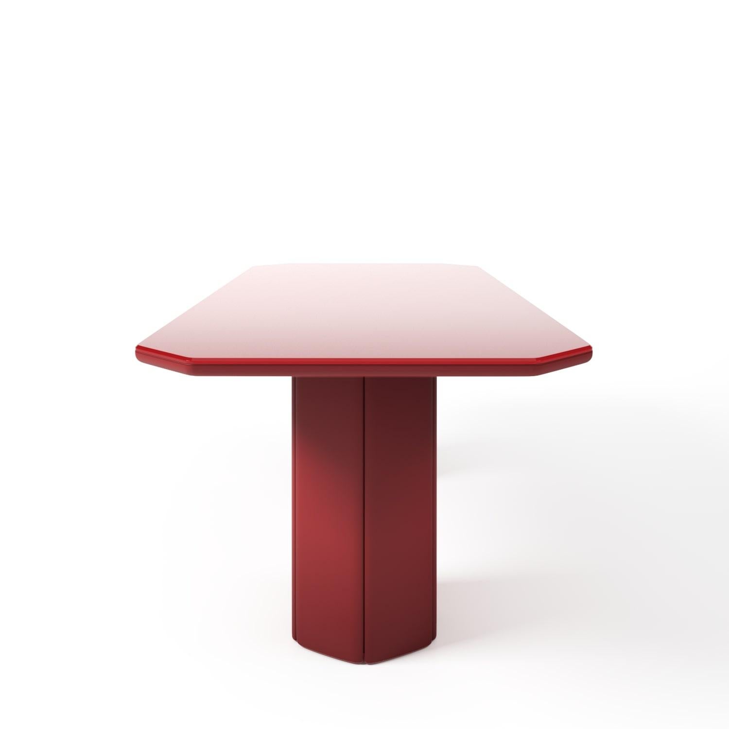21st Century Matteo Cibic Table Lacquered MDF Extraclear Glass ZETA Red Scapin In New Condition For Sale In Tezze sul Brenta, IT