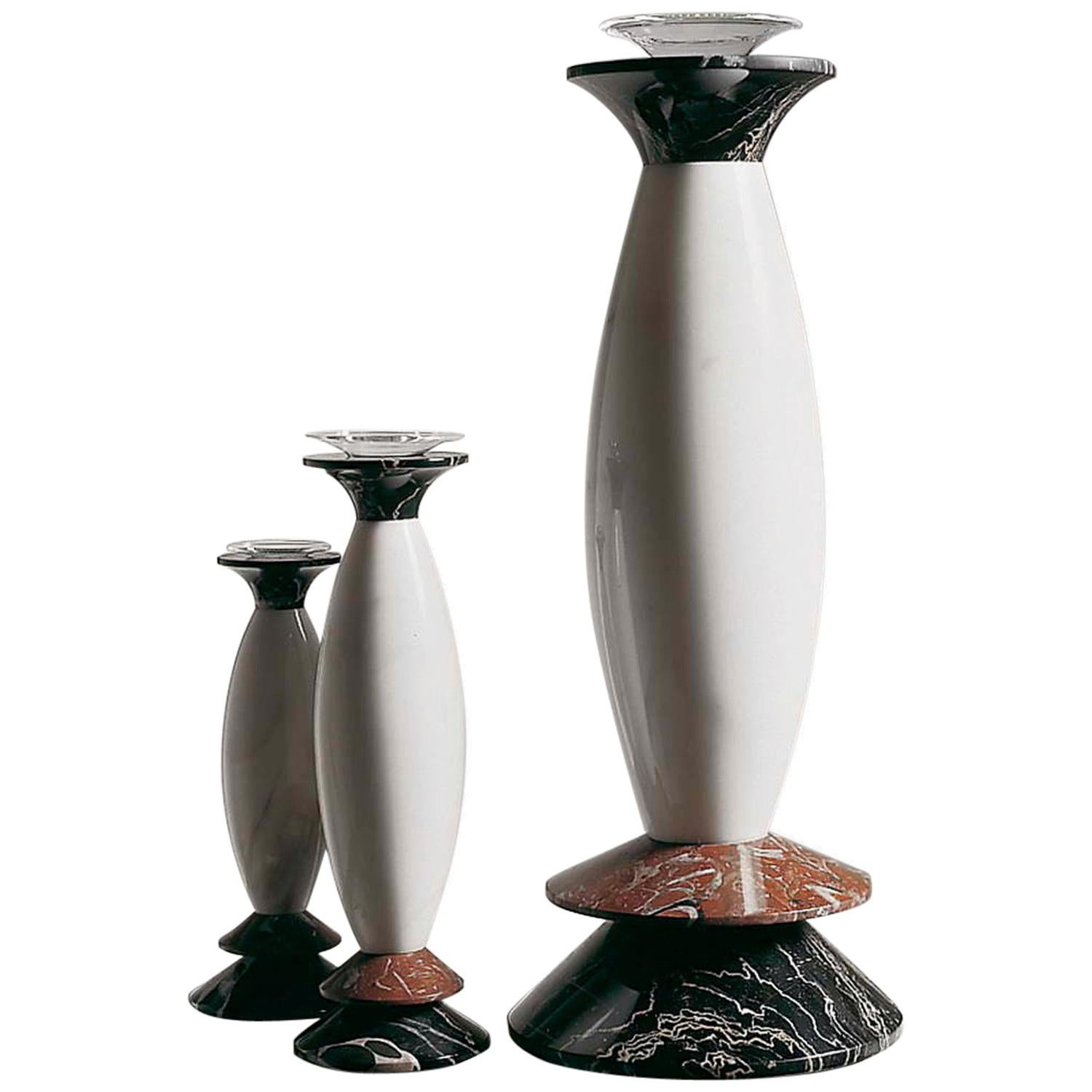 21e siècle Matteo Thun Grand vase en verre soufflé aux marbres polichromes