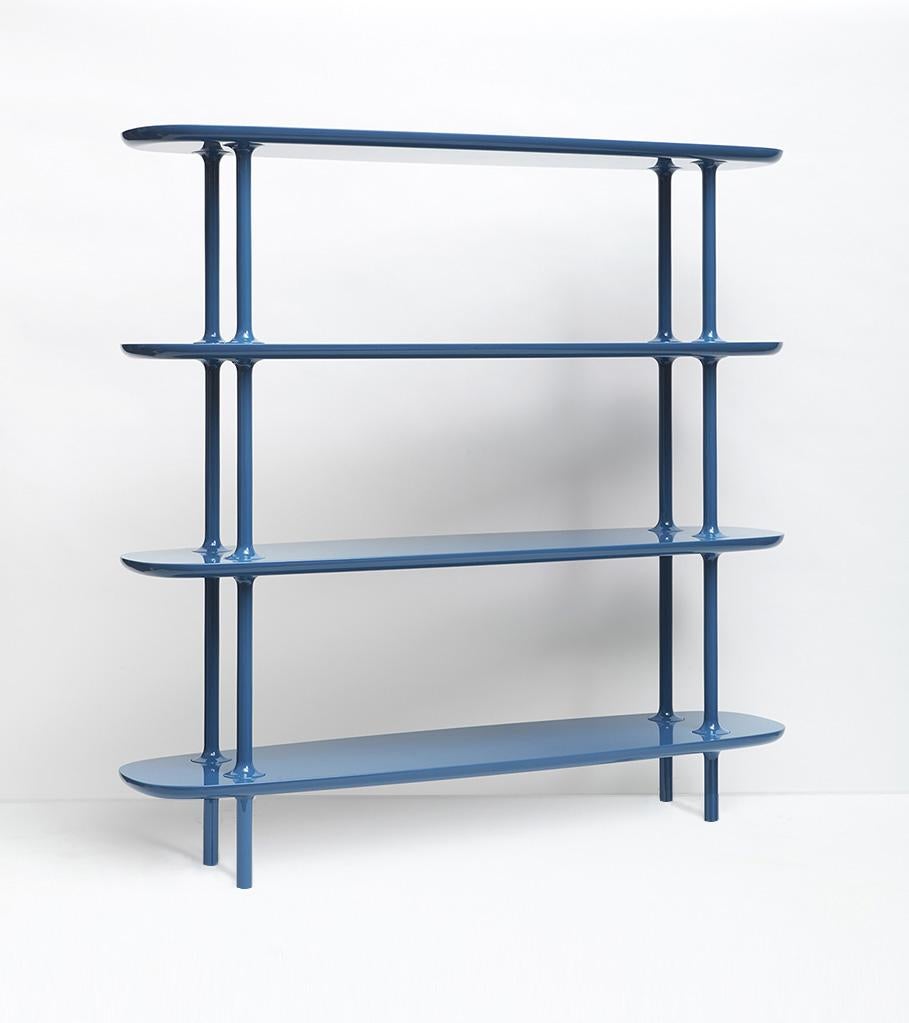 Moderno 21° secolo Matteo Zorzenoni Libreria Bones Legno laccato blu Bones Scapin in vendita