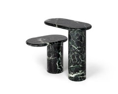 21st Century Matteo Zorzenoni Cantilever L Coffee Table Alpi Green Marble