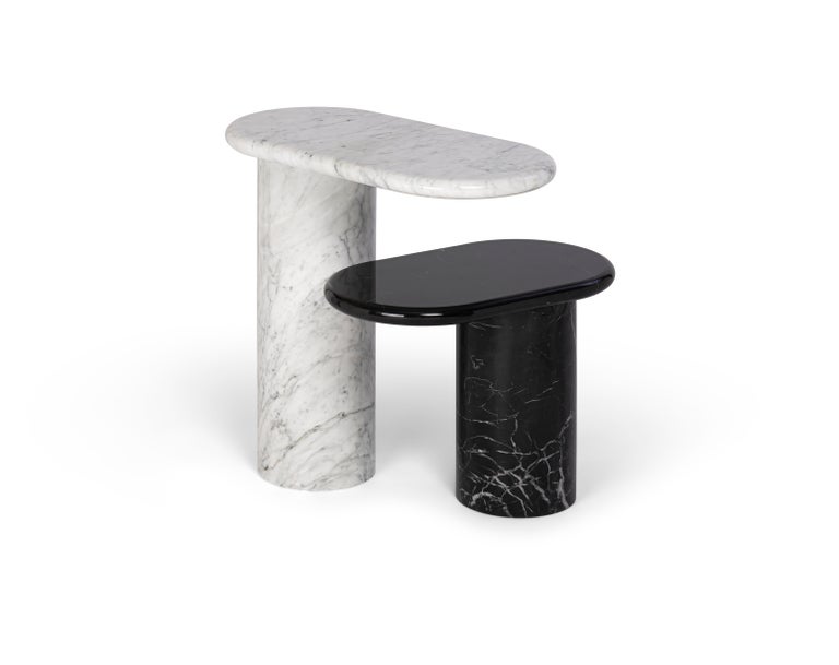 21st Century Matteo Zorzenoni Cantilever L Coffee Table Alpi Green Marble For Sale 1