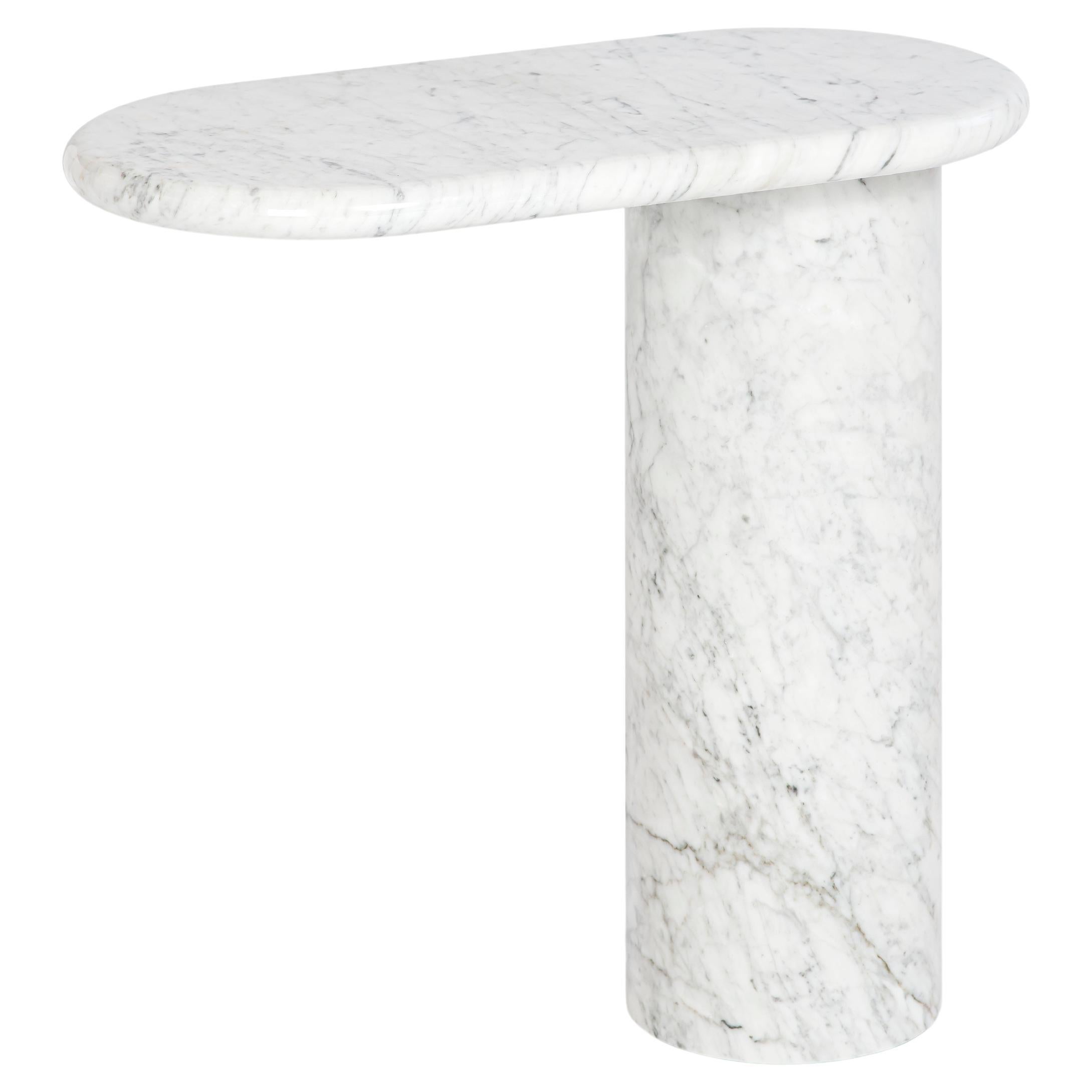 Contemporary 21st Century Matteo Zorzenoni Cantilever L Coffee Table White Pinta Verde Marble For Sale