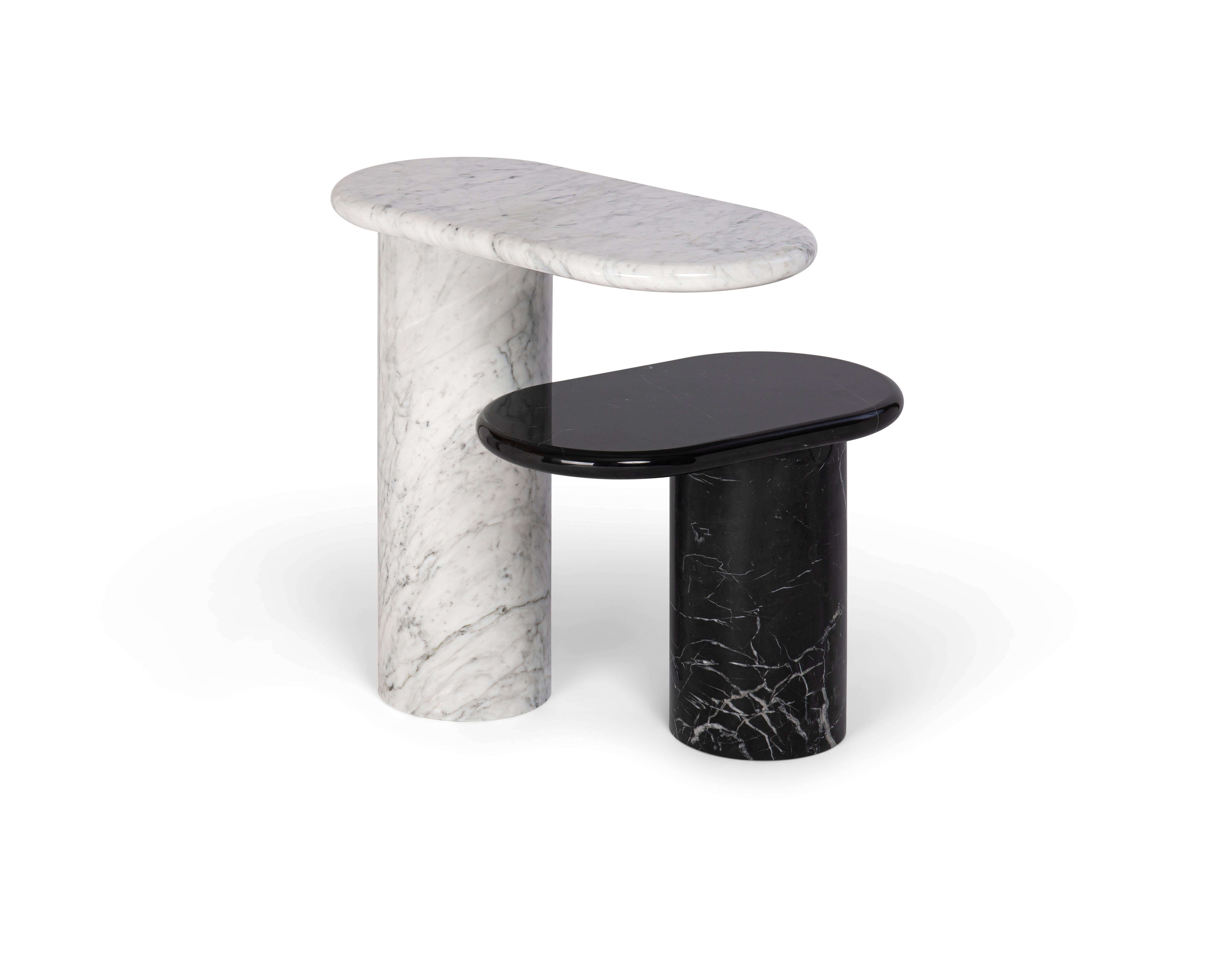 21st Century Matteo Zorzenoni Cantilever L Coffee Table White Pinta Verde Marble For Sale 1
