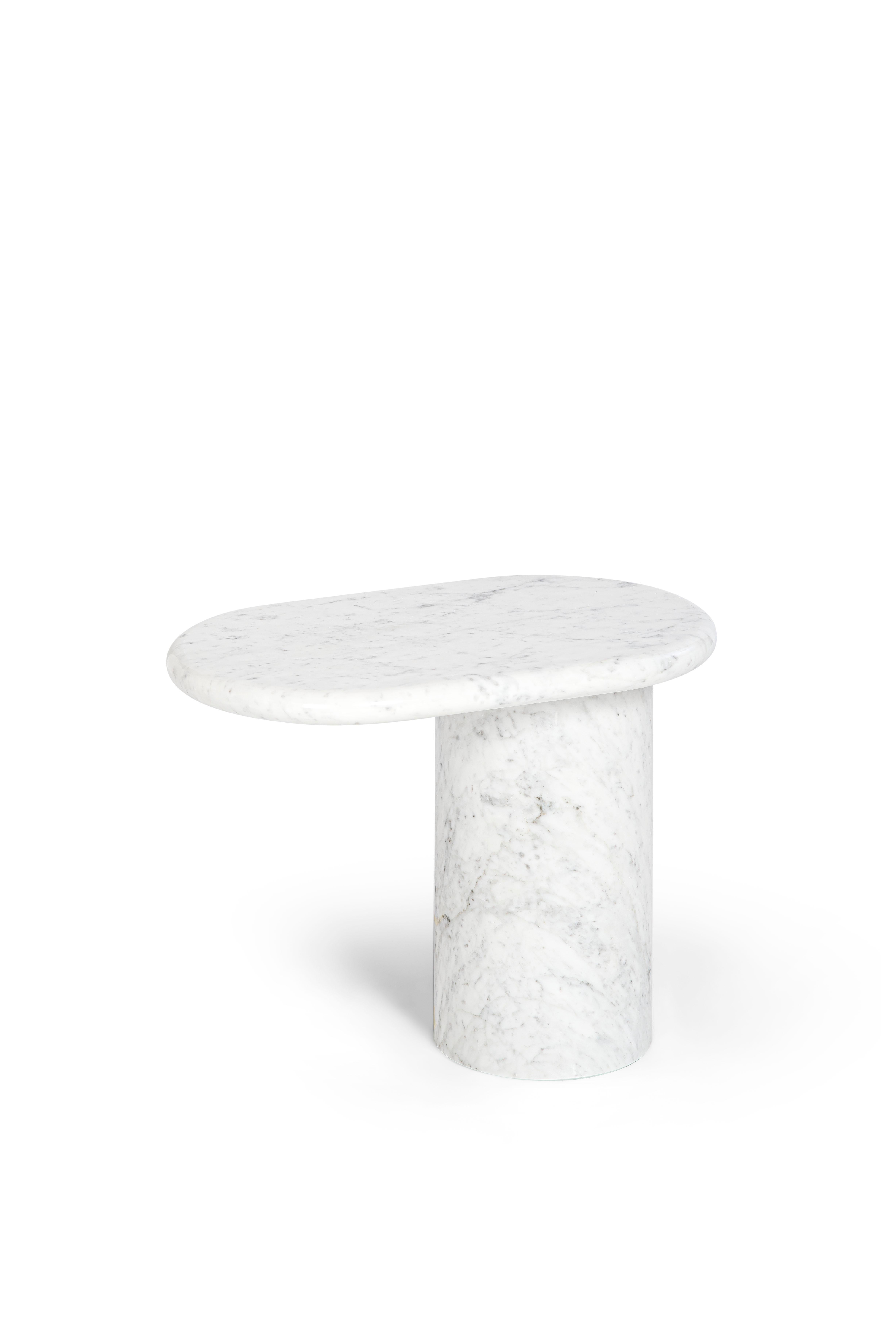 Contemporary 21st Century Matteo Zorzenoni Cantilever S Coffee Table White Pinta Verde Marble For Sale