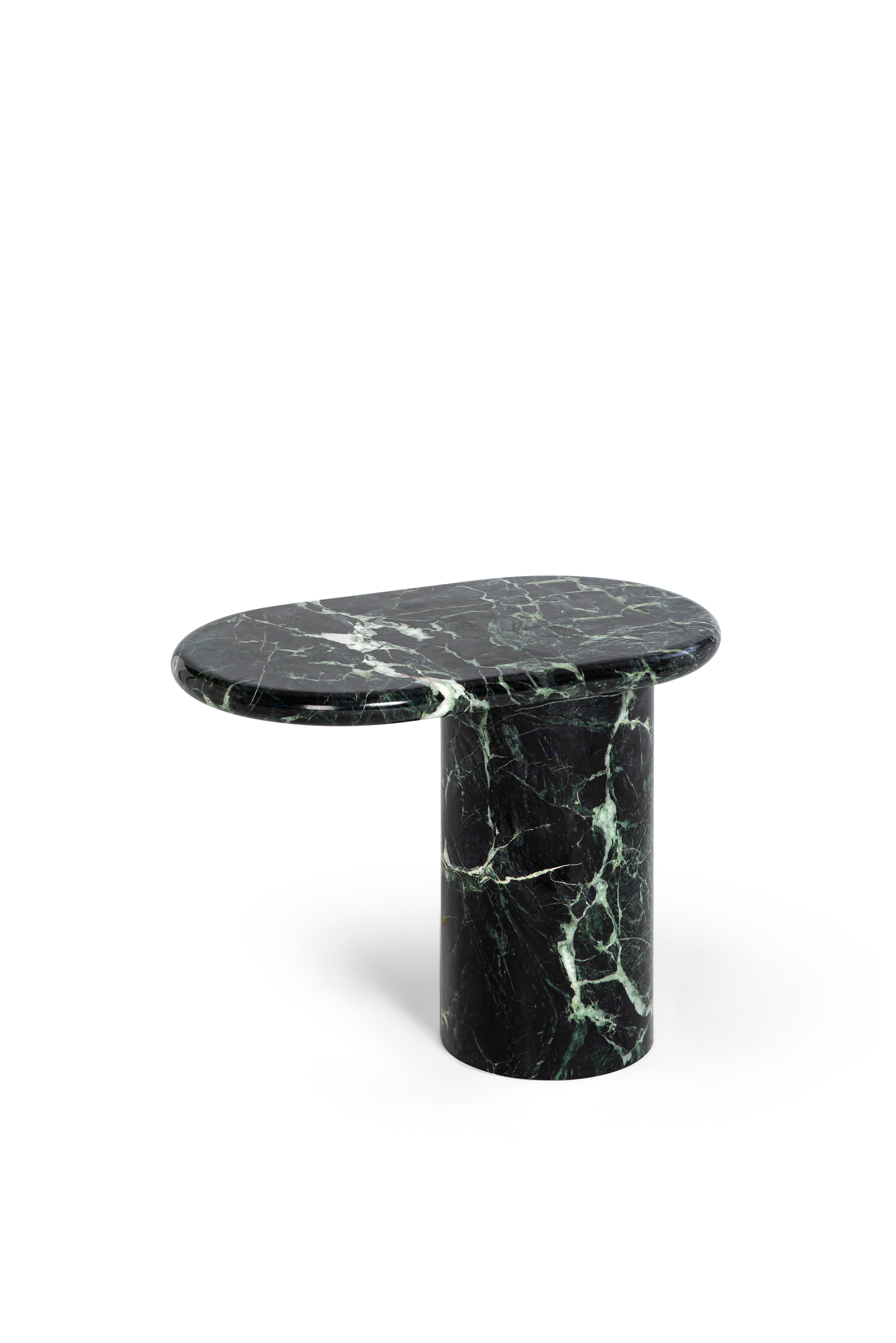 21st Century Matteo Zorzenoni Cantilever S Coffee Table White Pinta Verde Marble For Sale 1