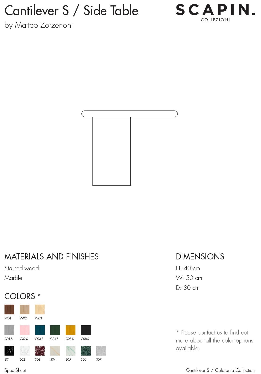 21st Century Matteo Zorzenoni Cantilever S Coffee Table White Pinta Verde Marble For Sale 3