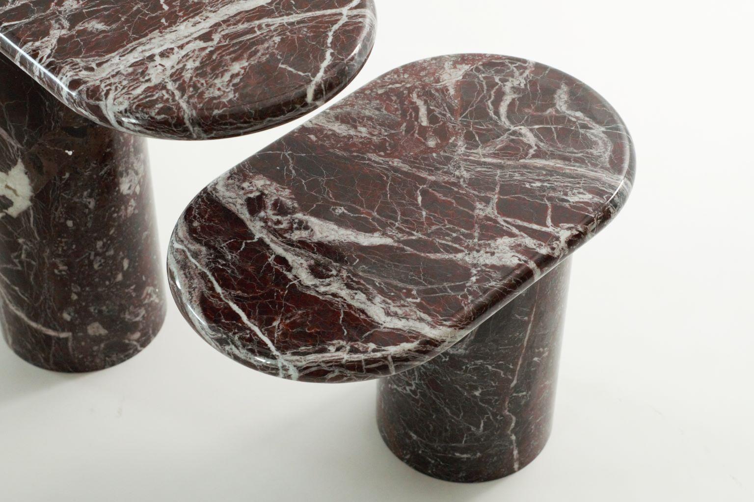 red marble side table