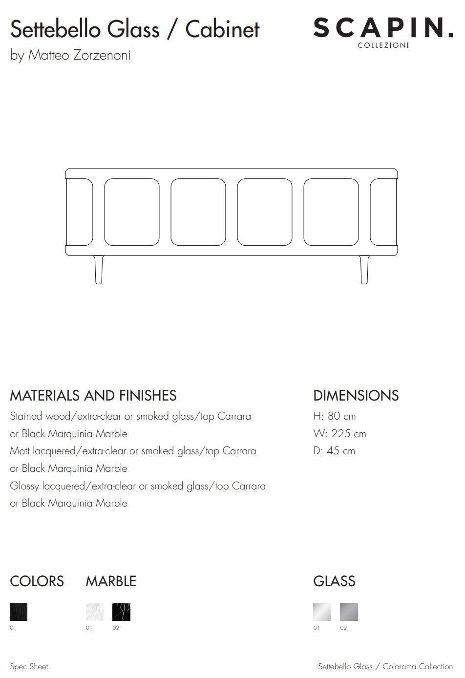 21. Jahrhundert Matteo Zorzenoni Sideboard aus matt lackiertem Holz und Marmor Settebello GL im Zustand „Neu“ im Angebot in Tezze sul Brenta, IT