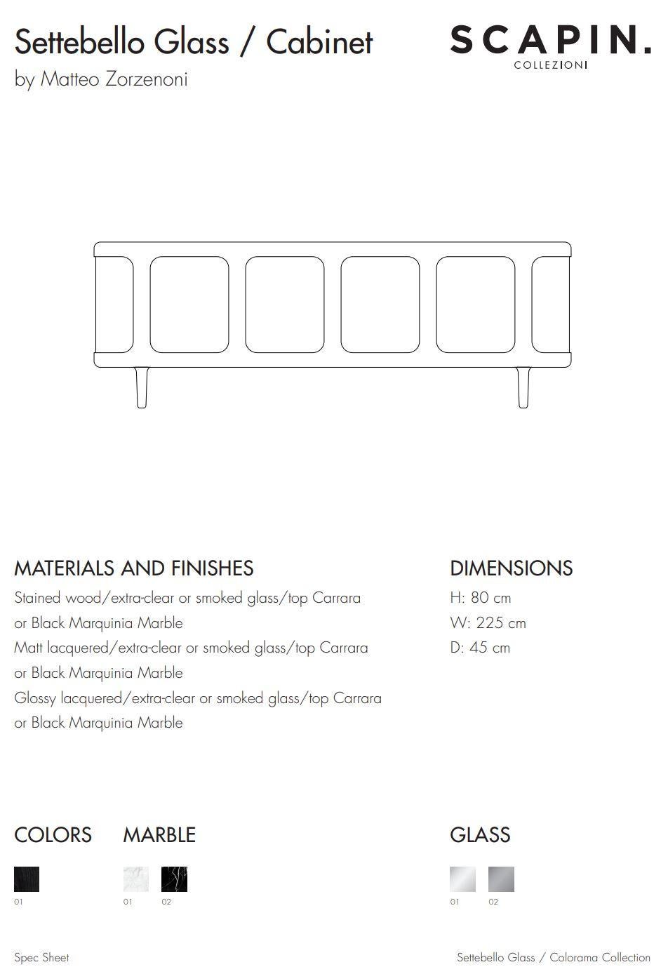 Contemporary 21st Century Matteo Zorzenoni Sideboard Matt Lacquered Wood Marble Settebello GL For Sale