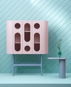 21st Century Matteo Zorzenoni Storage Case Piece Cabinet Wood Steel Legs Pink