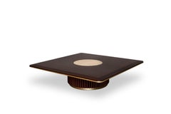 21st Century Matthew Center Table Walnut Wood Rattan Handmade In Portugal