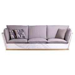 21. Jahrhundert Mattis Weiß Statuario Marmor TeakSofa Custom Cushion Gallery stock