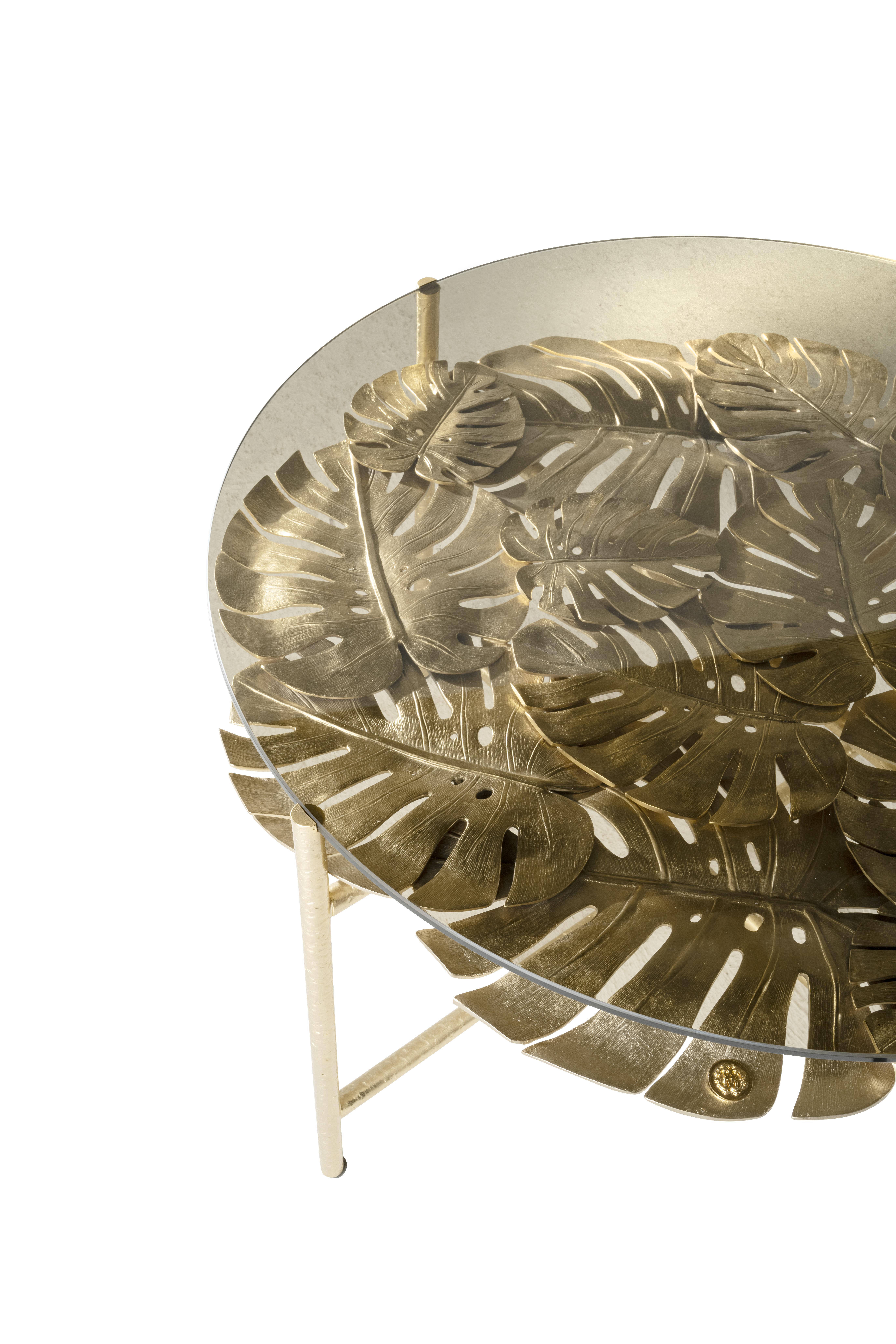Italian 21st Century Maui Side Table in Brass by Roberto Cavalli Home Interiors For Sale