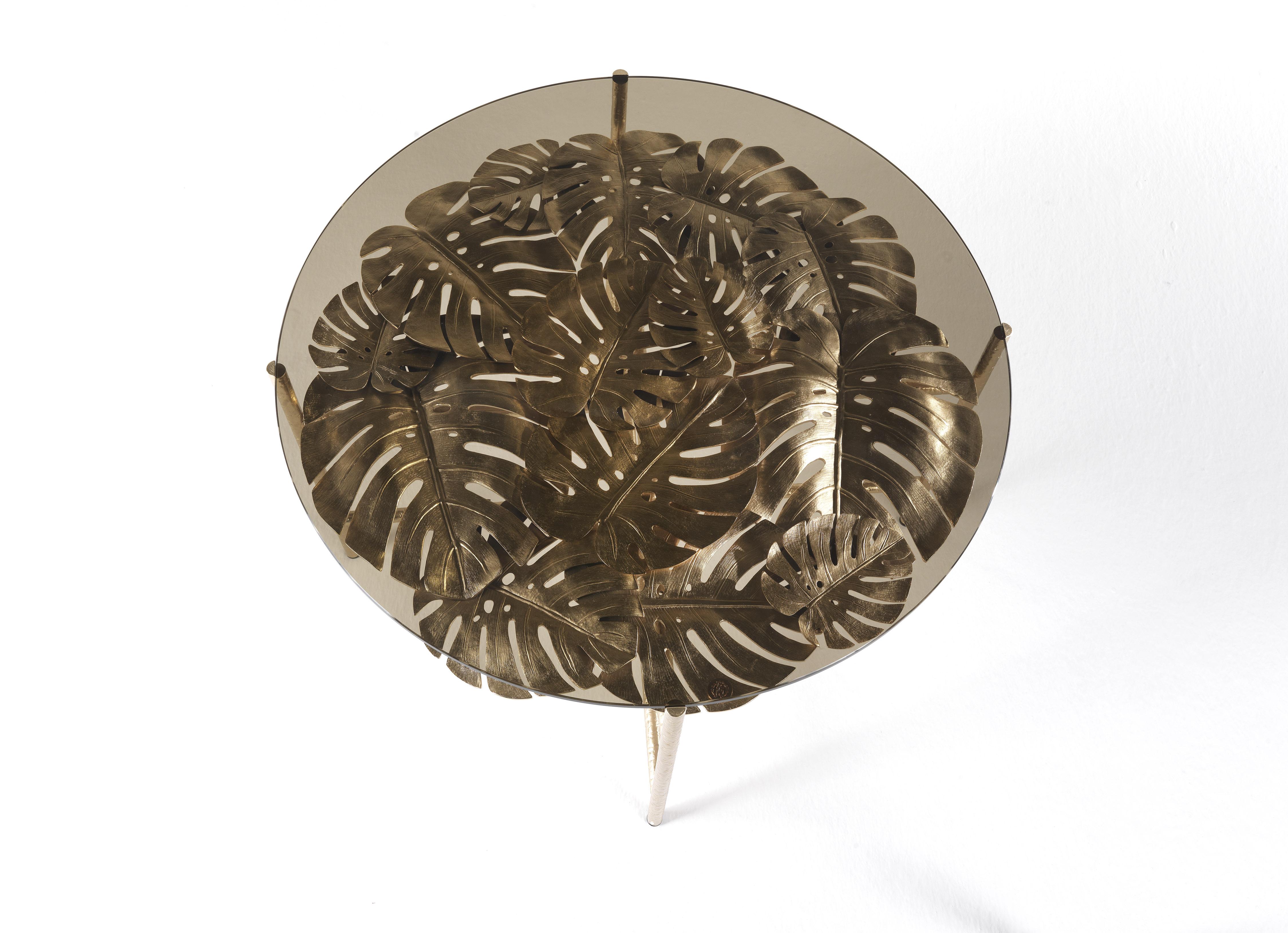 21st Century Maui Side Table in Brass by Roberto Cavalli Home Interiors In New Condition For Sale In Cantù, Lombardia