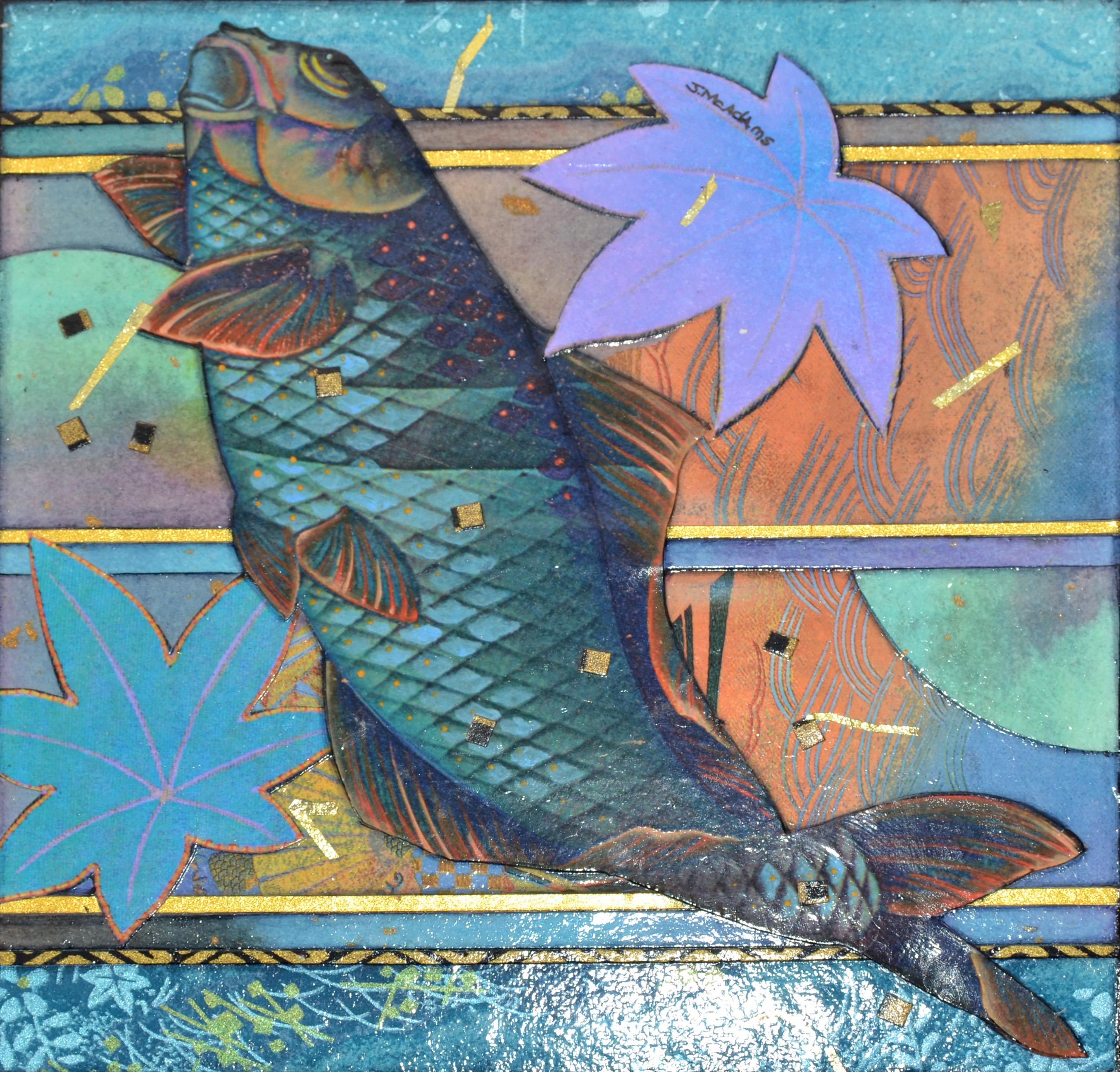 Contemporary 21st Century McAdams Design Cypress Lacewood Bronze Ceremony Box Nautical Fish For Sale
