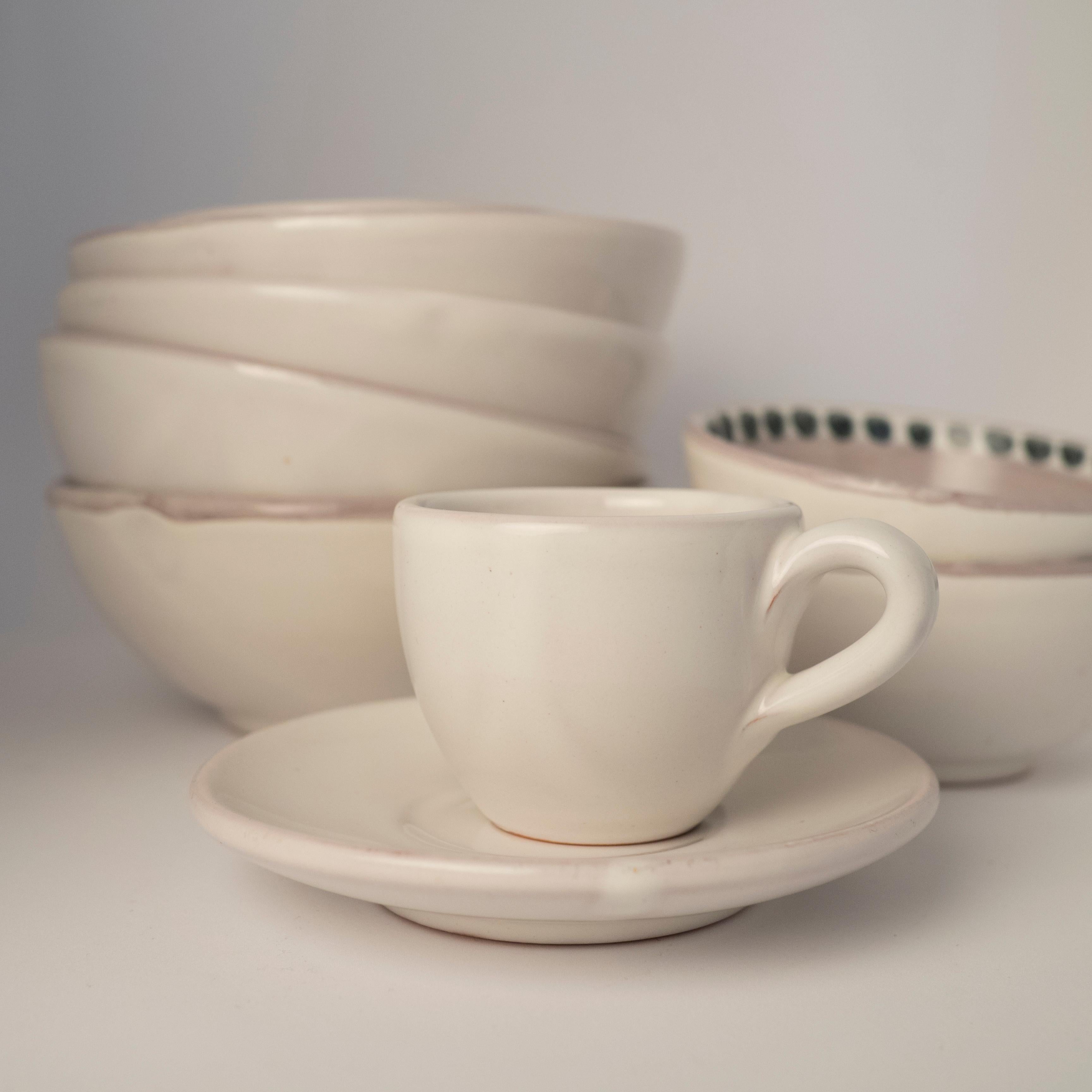 Italian 21st Century Medium Ceramic Bowl in White Handmade For Sale