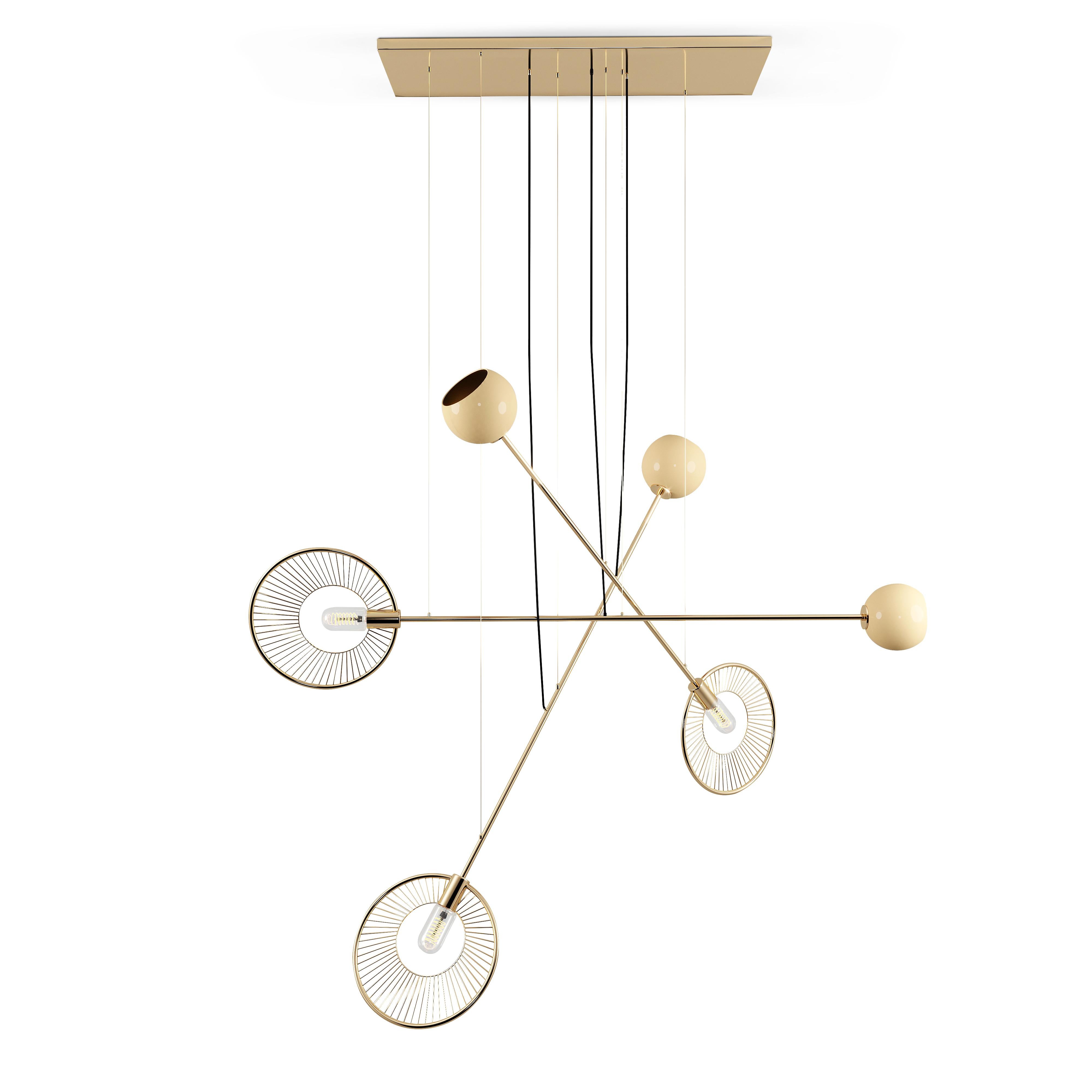 21st Century Melrose Suspension Lamp Brass Aluminum Lacquered by Creativemary In New Condition For Sale In RIO TINTO, PT