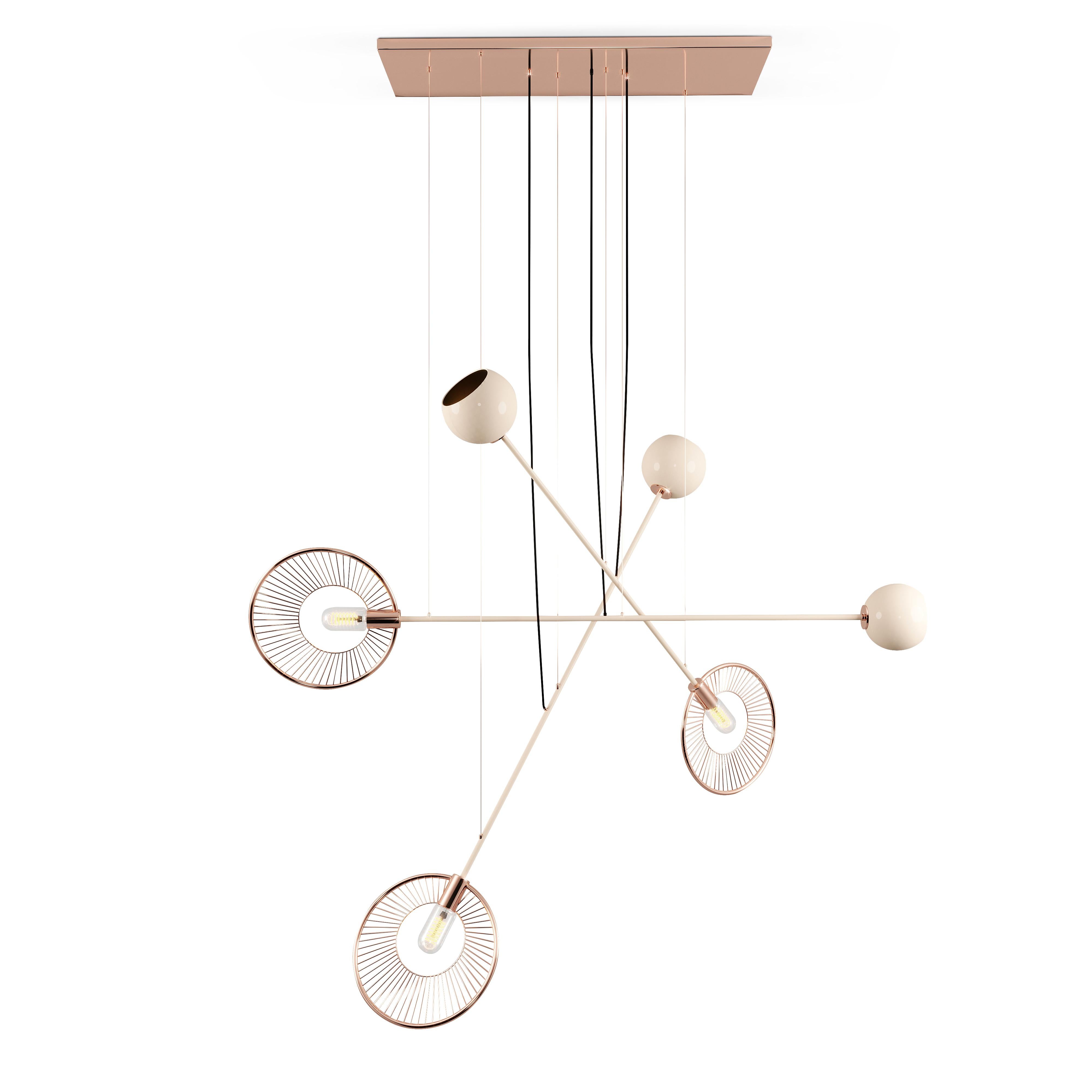 Contemporary 21st Century Melrose Suspension Lamp Brass Aluminum Lacquered by Creativemary For Sale