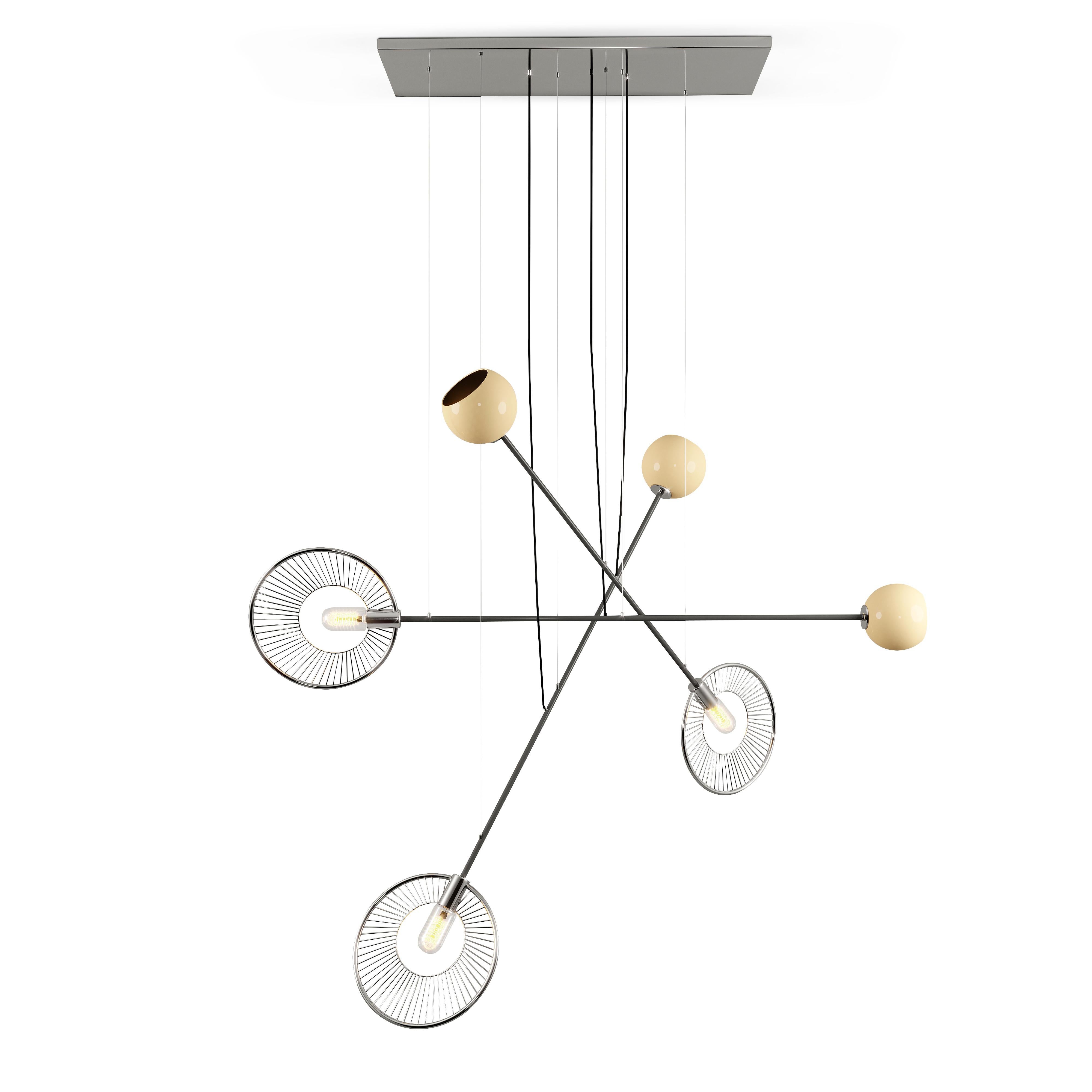 21st Century Melrose Suspension Lamp Brass Aluminum Lacquered by Creativemary For Sale 1