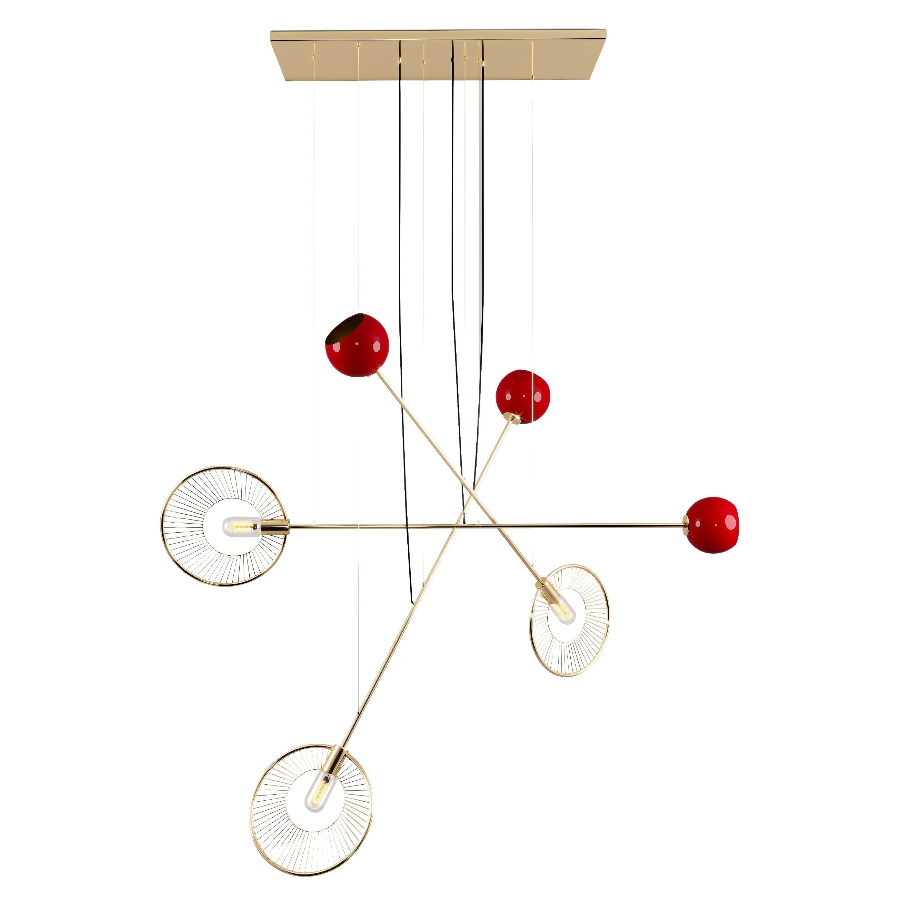 21st Century Melrose Suspension Lamp Brass Aluminum Lacquered by Creativemary