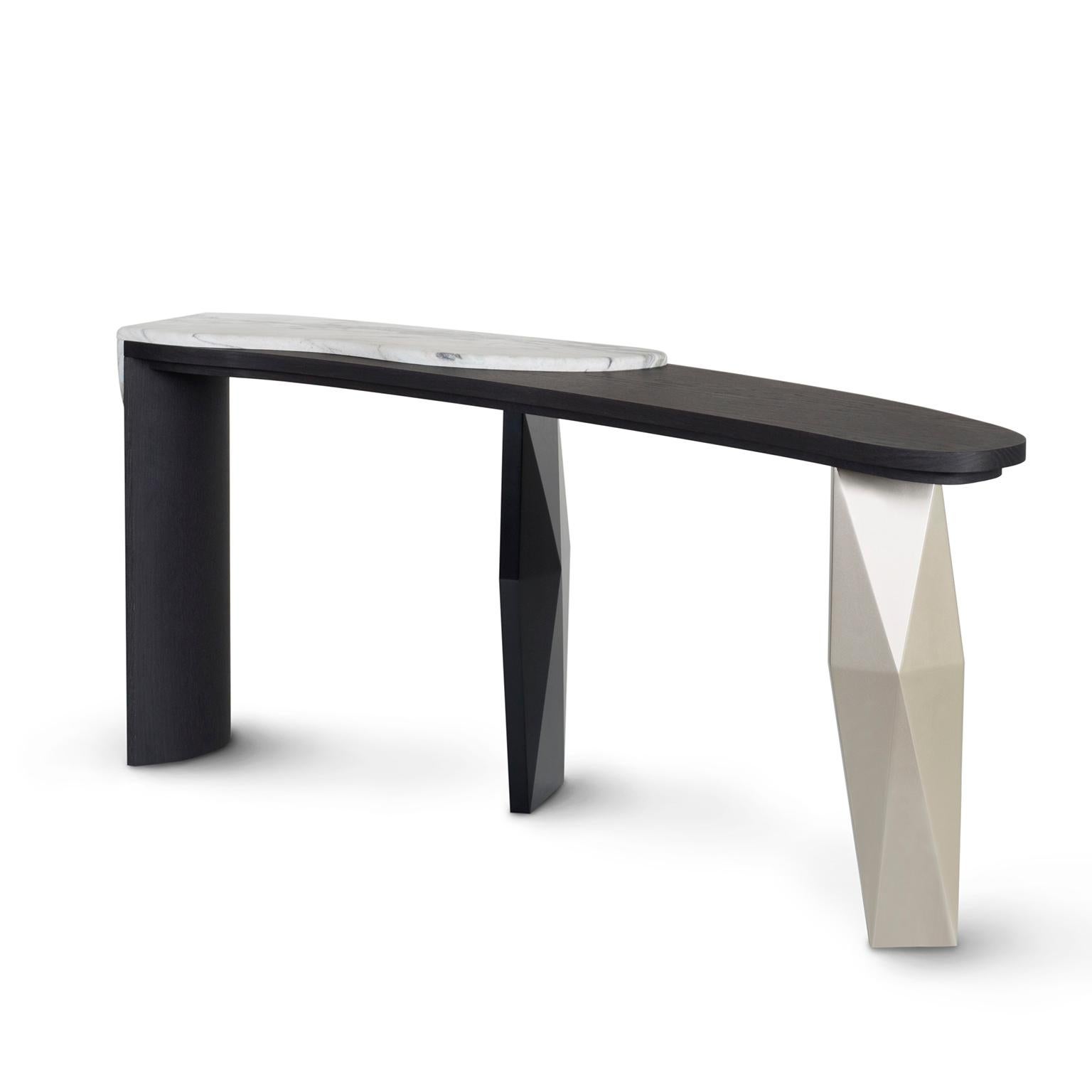 Portugais Table console moderne pour homme, marbre Calacatta, fabriquée à la main au Portugal par Greenapple en vente