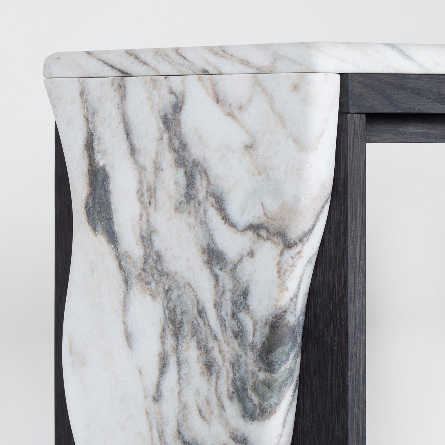 Mid-Century Modern Modern Menir Console Table, Calacatta Marble, Handmade in Portugal by Greenapple For Sale