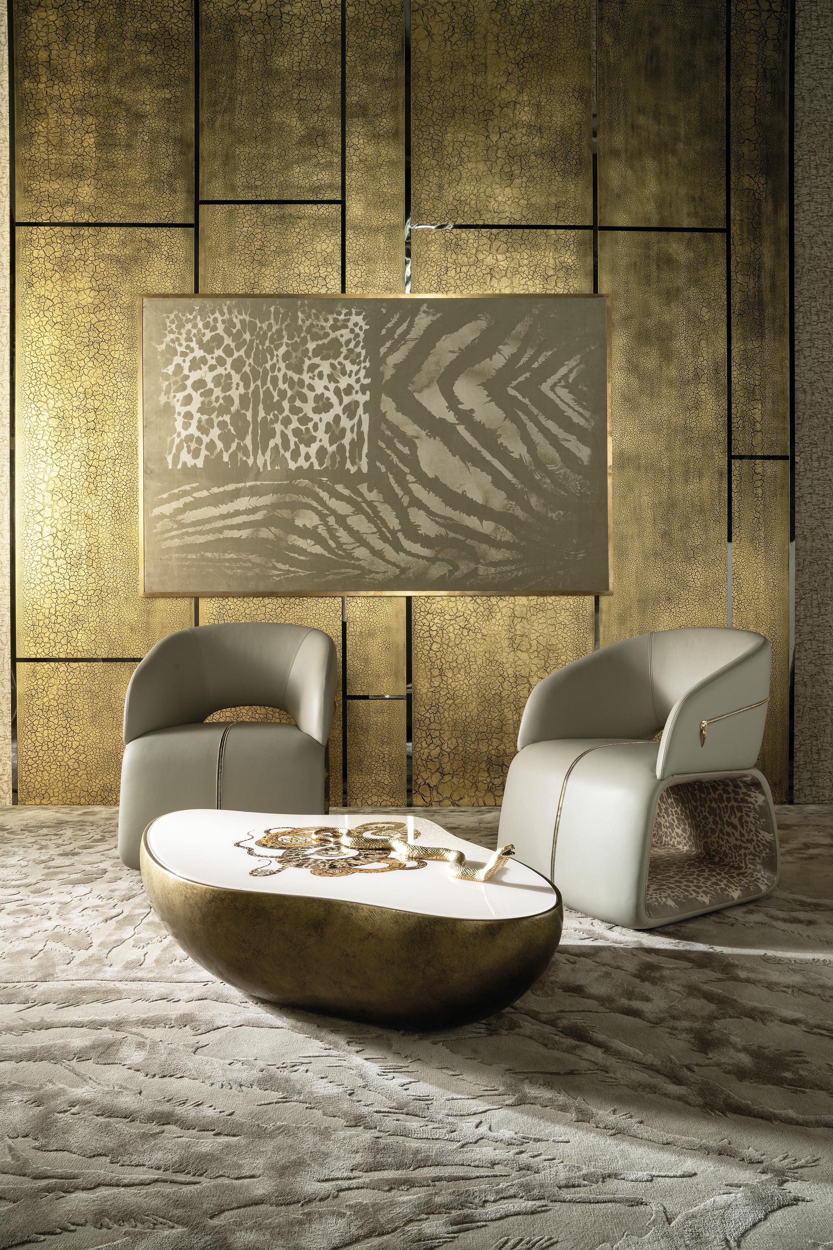 Contemporary 21st Century, Meru Central Table in Resin by Roberto Cavalli Home Interiors For Sale