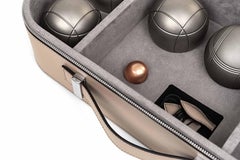 21st Century Petanque Game Set with Leather Box Handmade in Italy