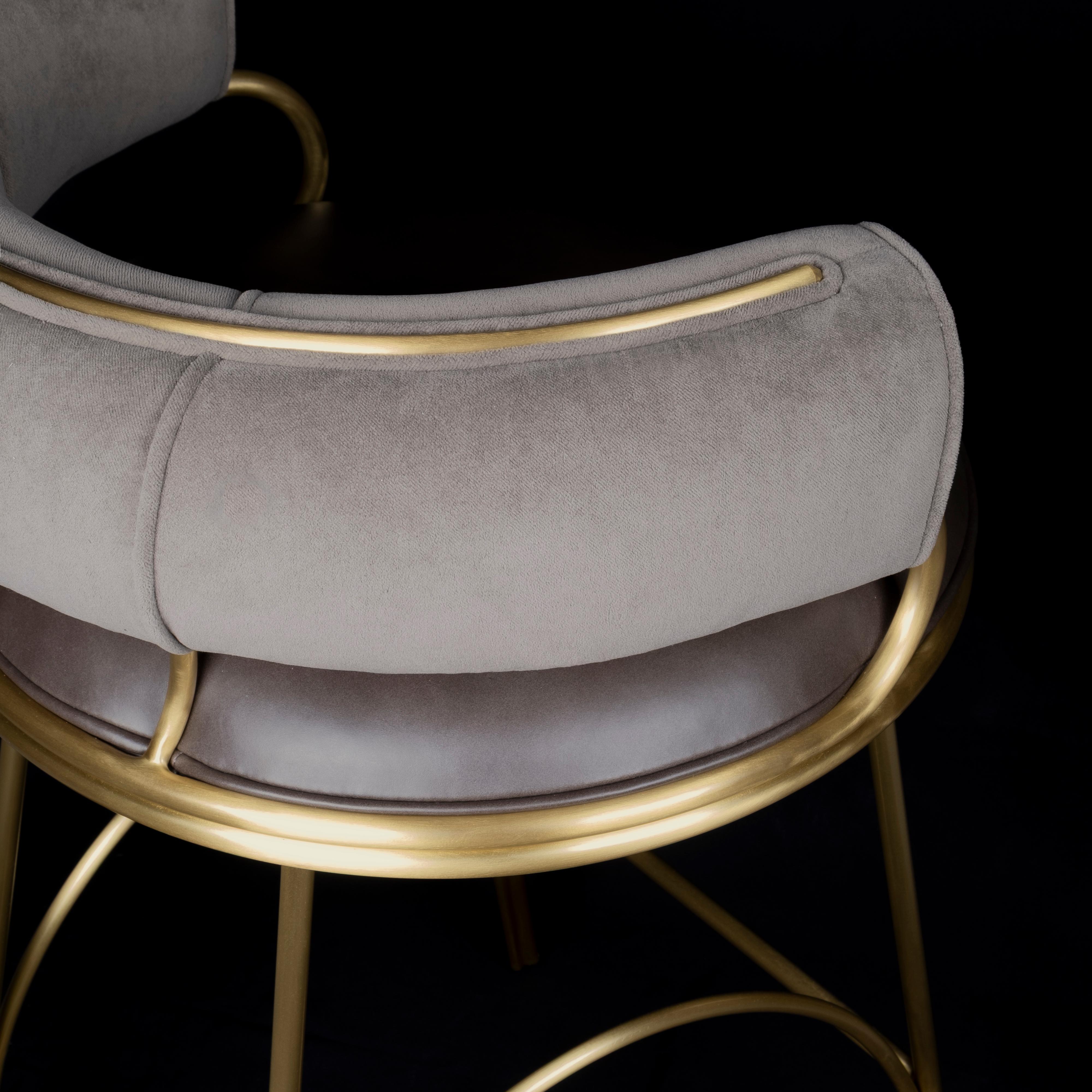 21st Century Metallic Austin Bar Chair Polished Gun Metal Steel Leather by Porus For Sale 2