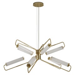 Lampada a sospensione Miami I del XXI secolo in vetro scanalato e ottone di Creativemary