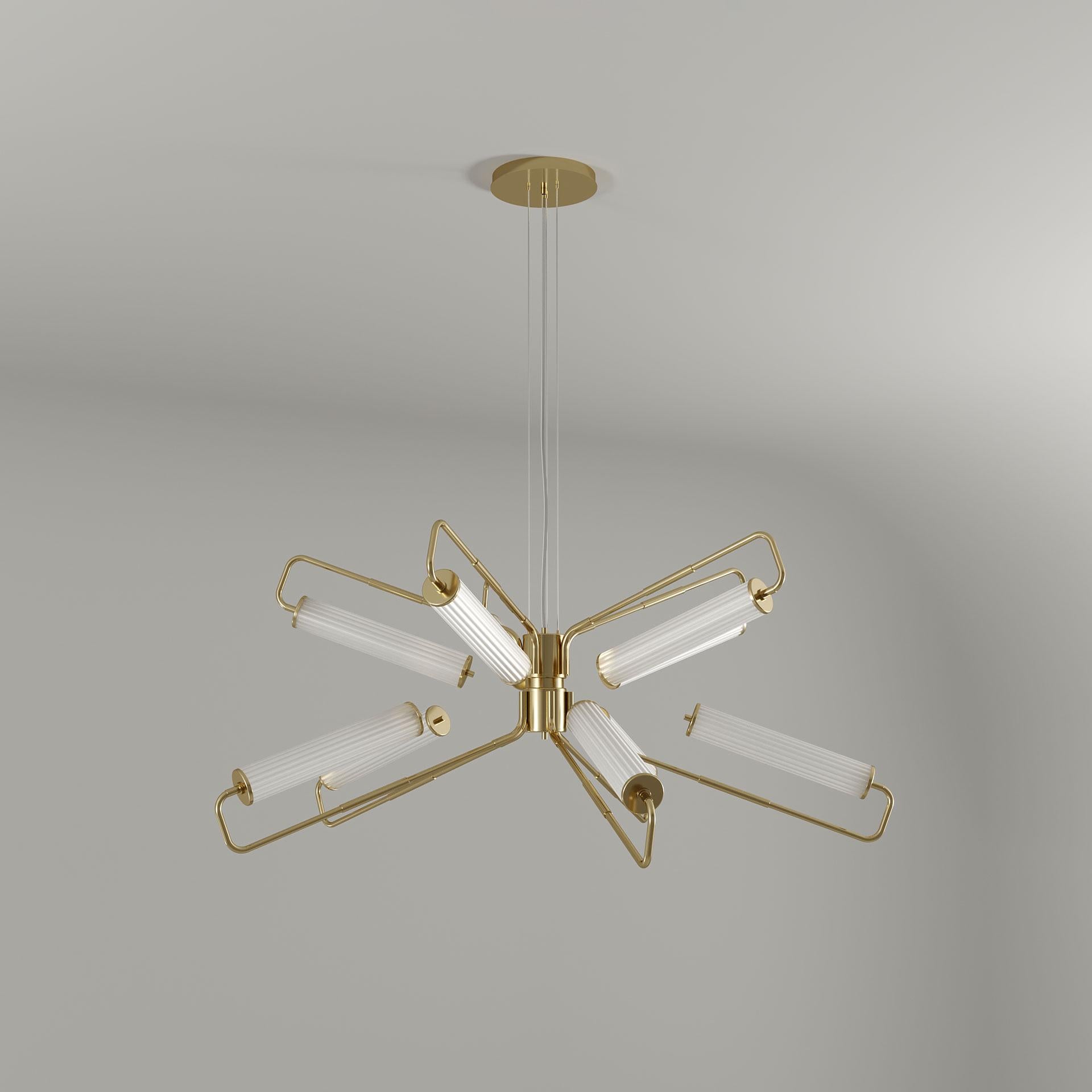 Portuguese 21st Century Miami I Suspension Lamp Fluted Glass Brass by Creativemary For Sale