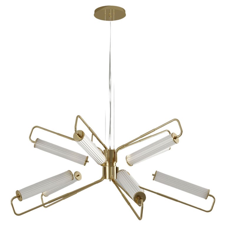 21st Century Miami I Suspension Lamp Fluted Glass Brass For Sale at 1stDibs designer glass
