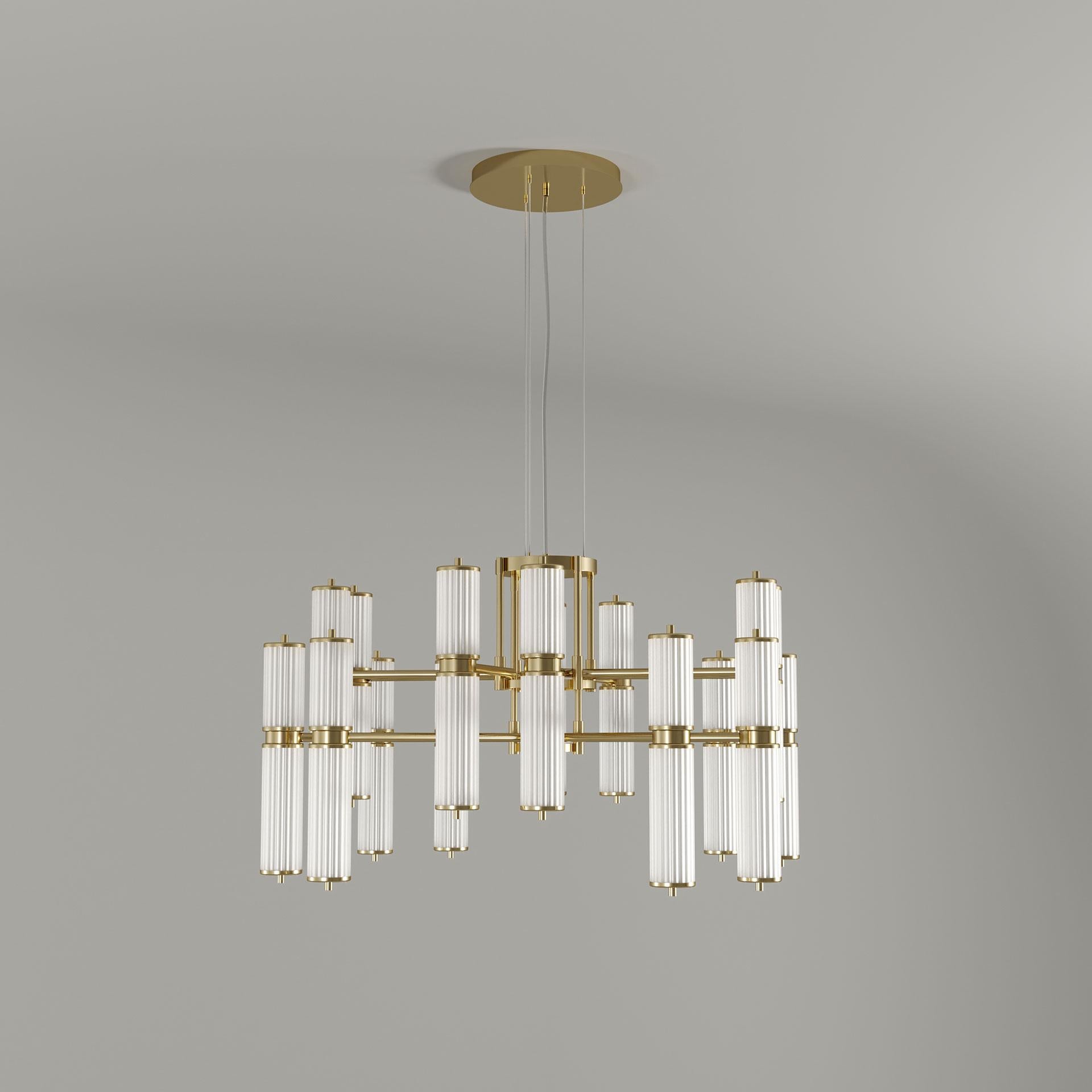21st Century Miami II Suspension Lamp Fluted Glass Brass For Sale 1