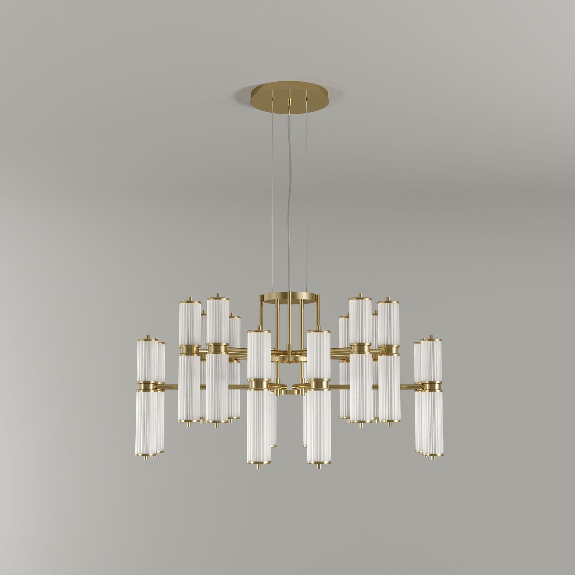 21st Century Miami II Suspension Lamp Fluted Glass Brass For Sale 2