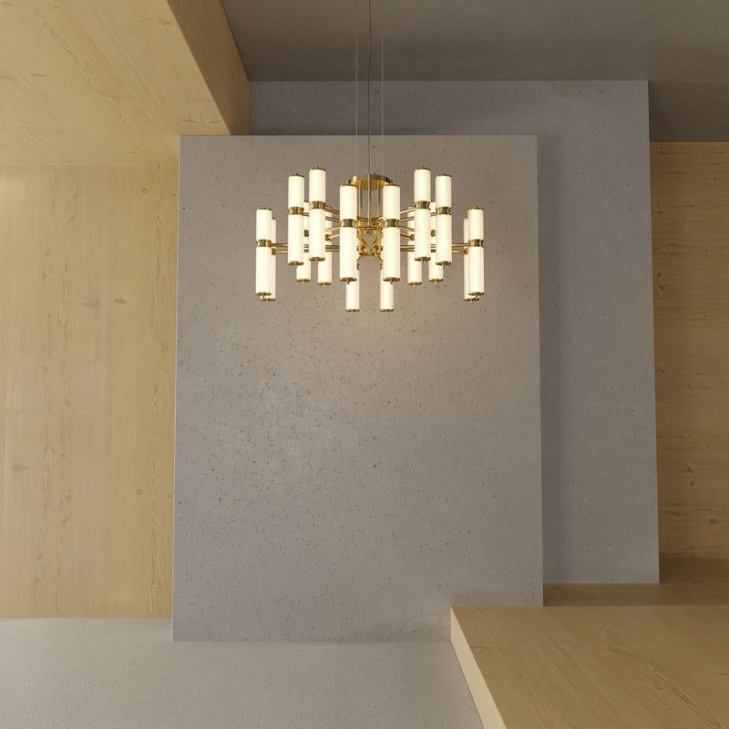 21st Century Miami II Suspension Lamp Fluted Glass Brass For Sale 3