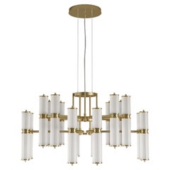 21° secolo Miami II Lampada a Sospensione Vetro Scanalato Ottone