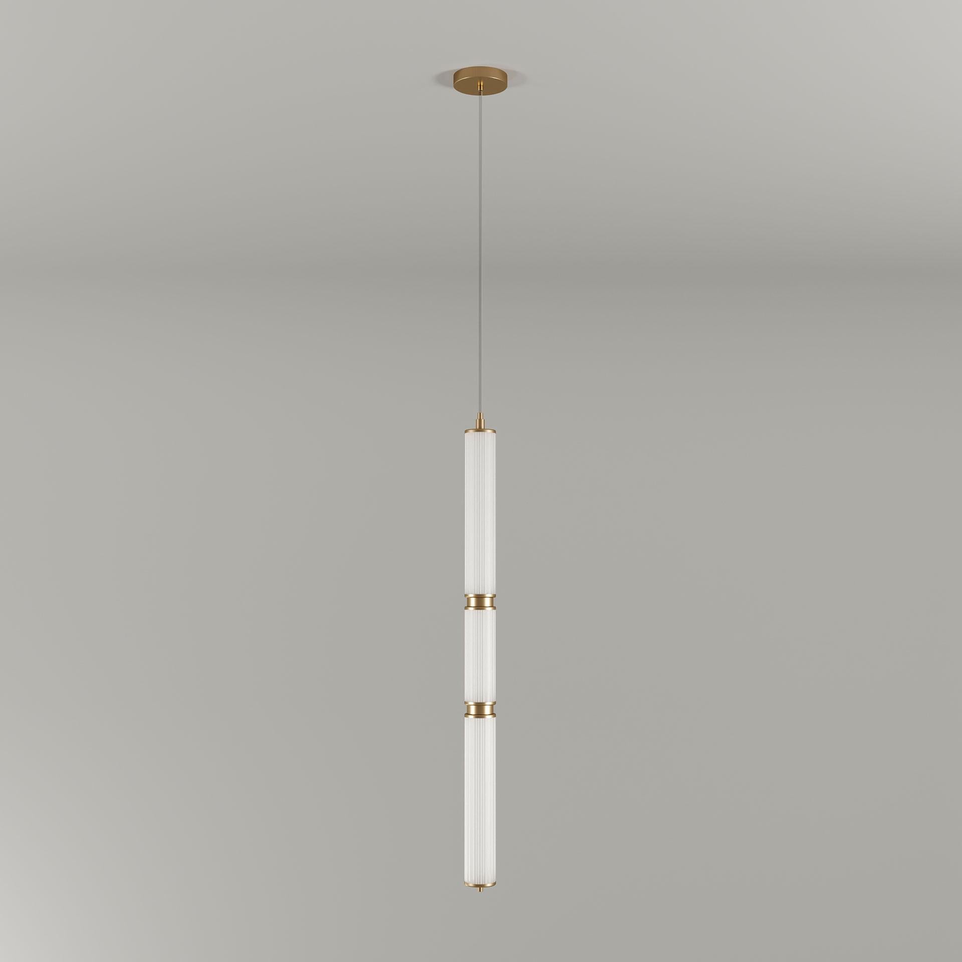 21st Century Miami Pendant Lamp Brass Fluted Brass In New Condition For Sale In RIO TINTO, PT