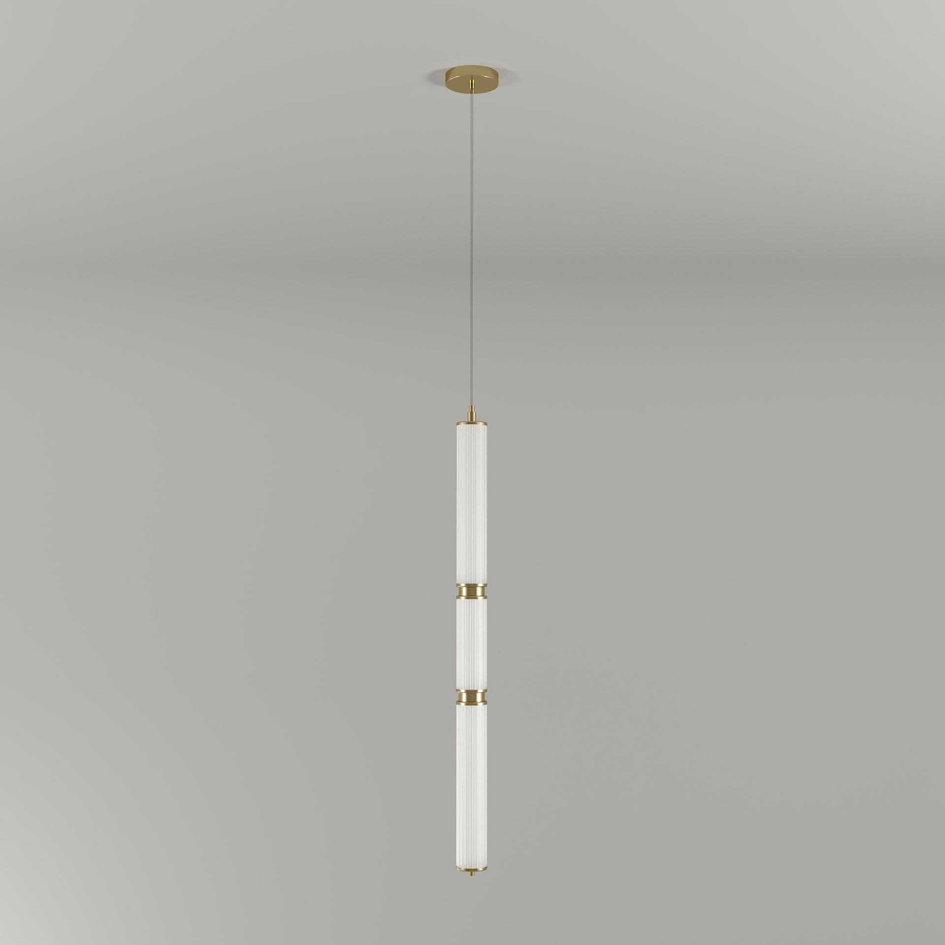 Contemporary 21st Century Miami Pendant Lamp Brass Fluted Brass For Sale