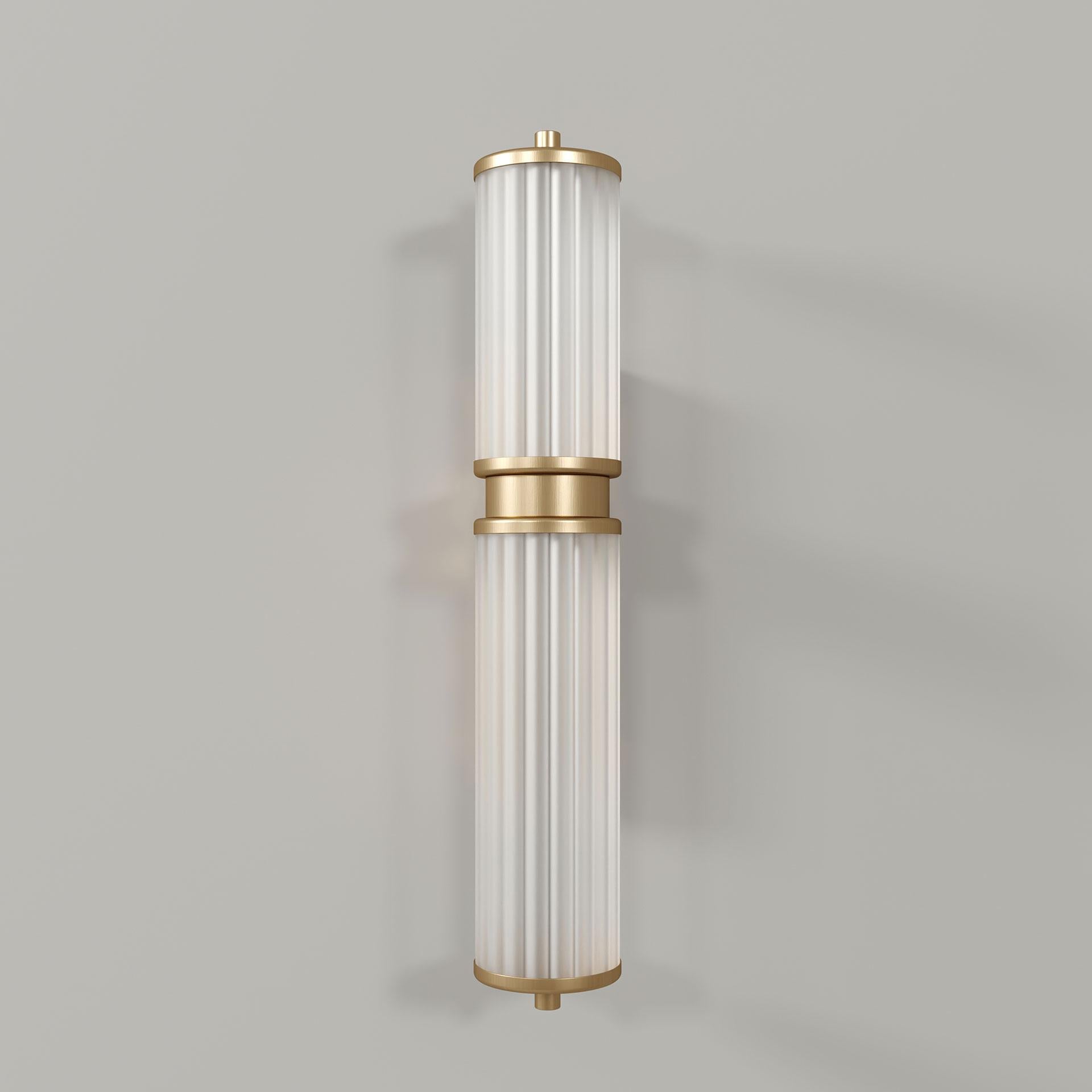 Portuguese 21st Century Miami Wall Lamp Brass Fluted Glass For Sale