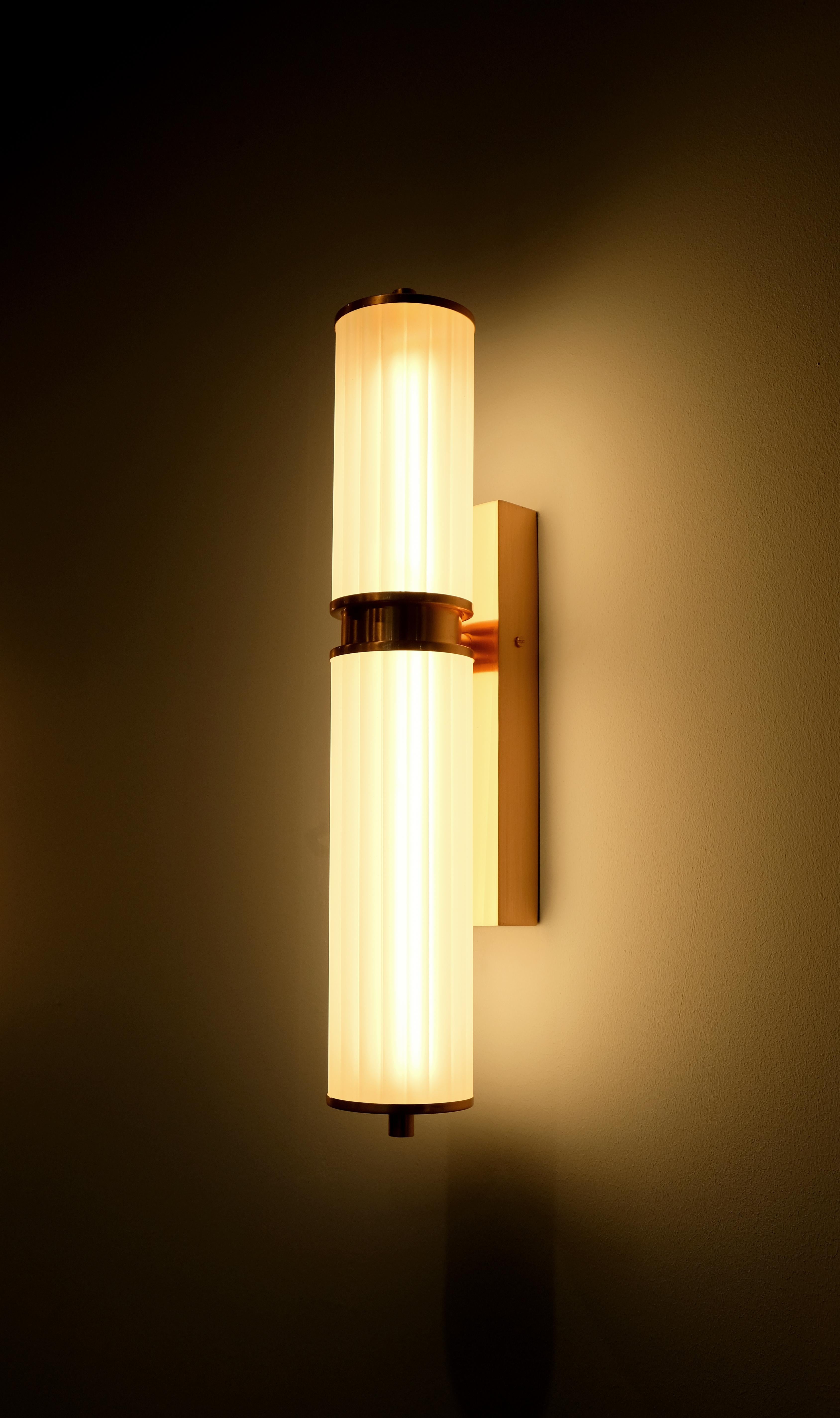 21st Century Miami Wall Lamp Brass Fluted Glass Made in Portugal by Creativemary For Sale 2