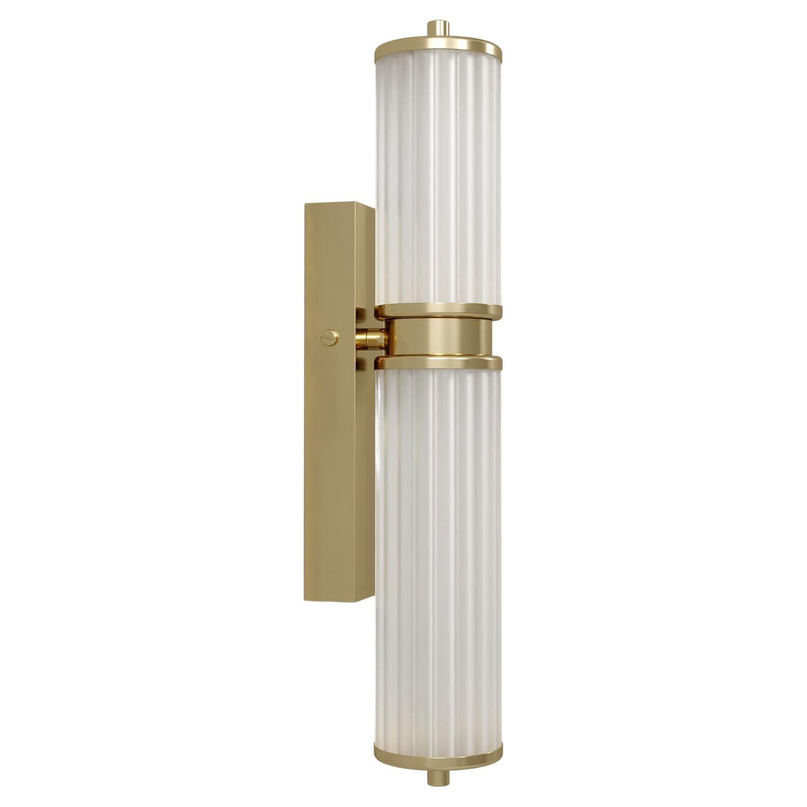 21st Century Miami Wall Lamp Brass Fluted Glass For Sale
