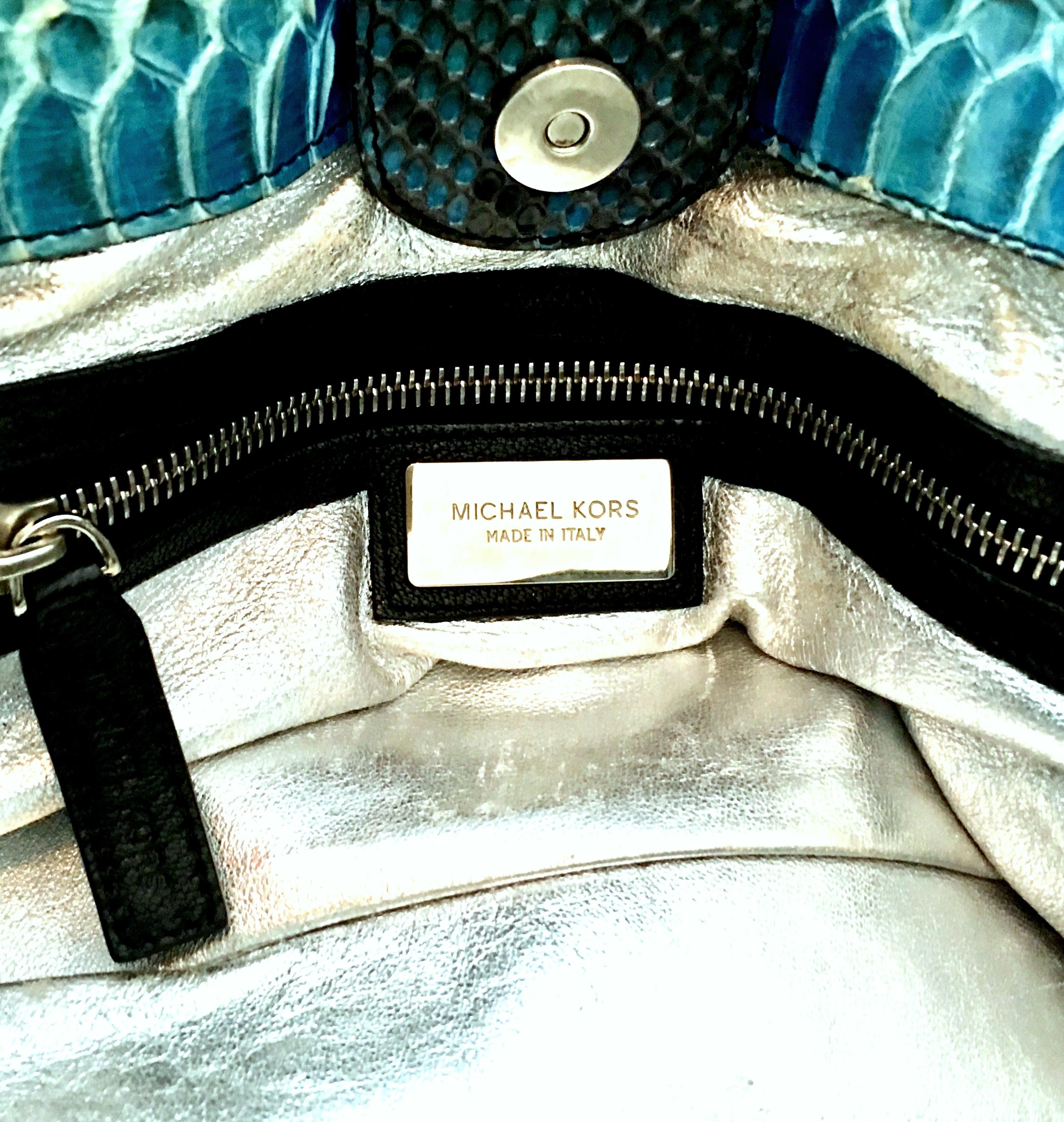 21st Century Michael Kors Blue Python Leather & Chrome 