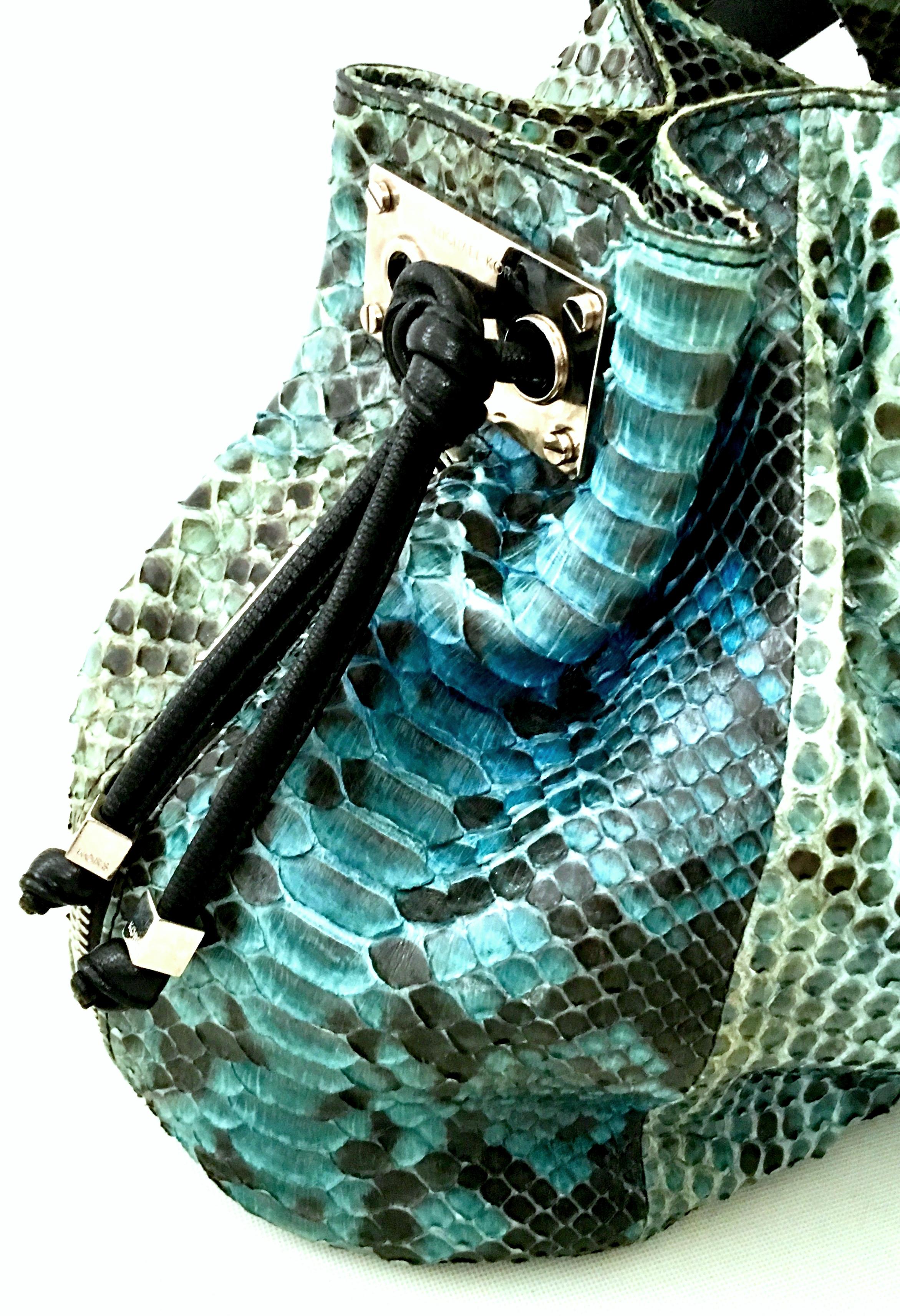 21st Century Michael Kors Blue Python Leather & Chrome 