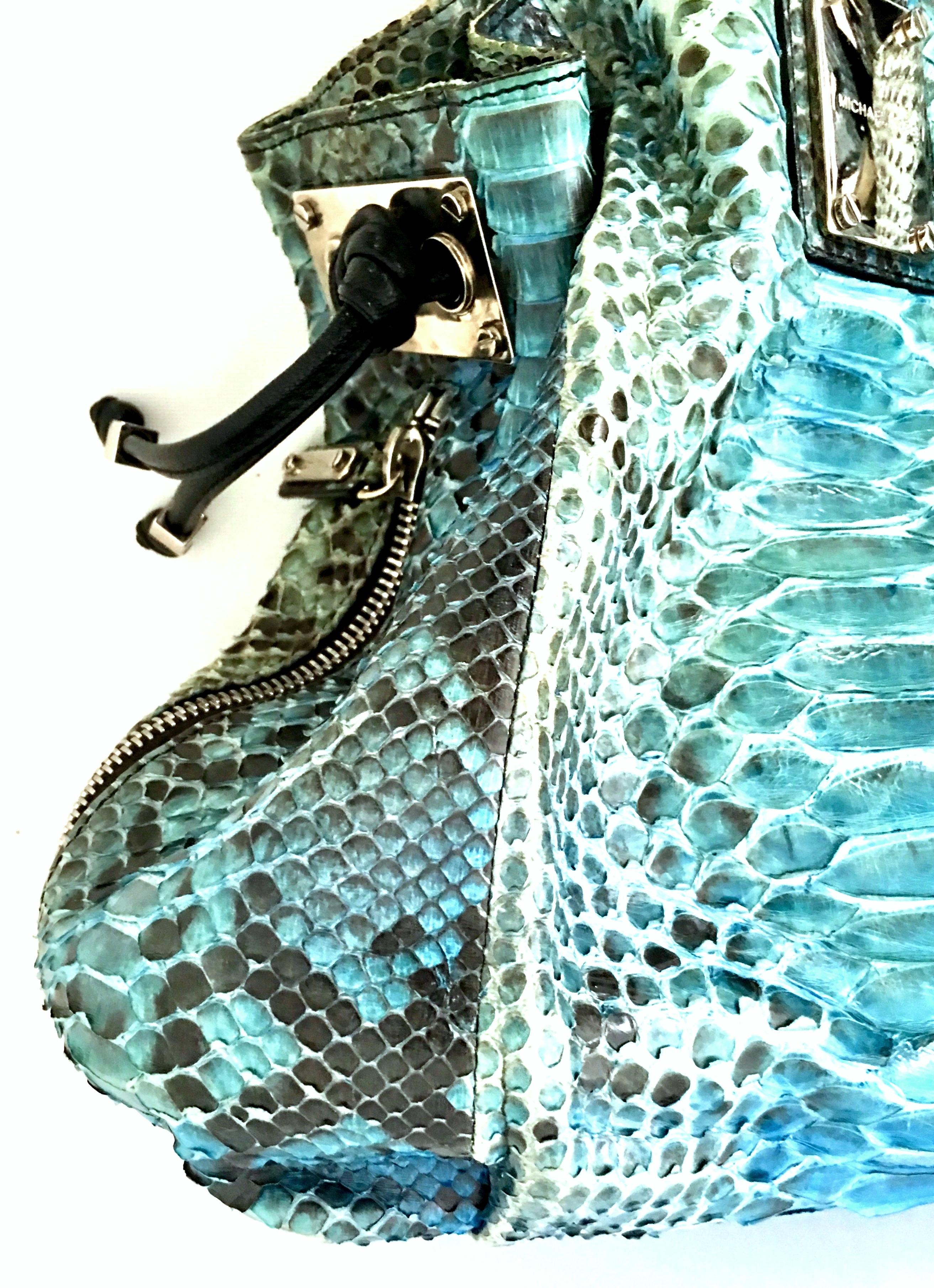 Women's or Men's 21st Century Michael Kors Blue Python Leather & Chrome 